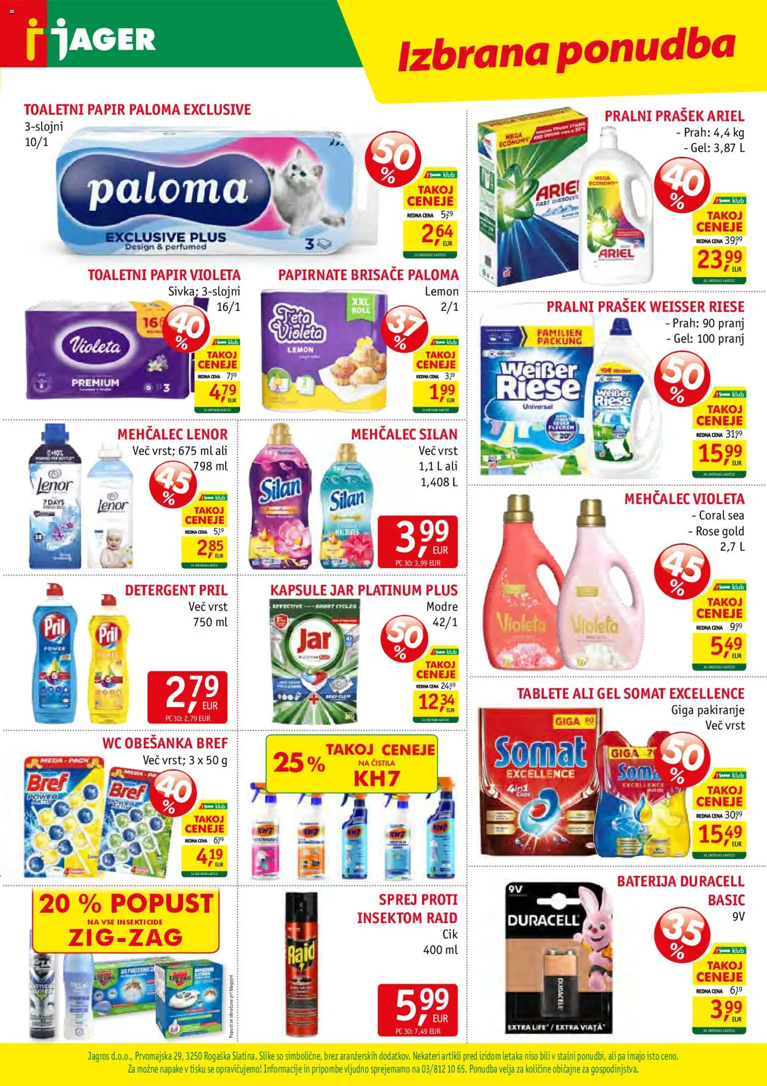 Novi Jager katalog ponudbe – veljaven od 22.04.2026 | Stran: 15 | Izdelki: Baterija, Mehčalec, Papirnate brisače, Detergent