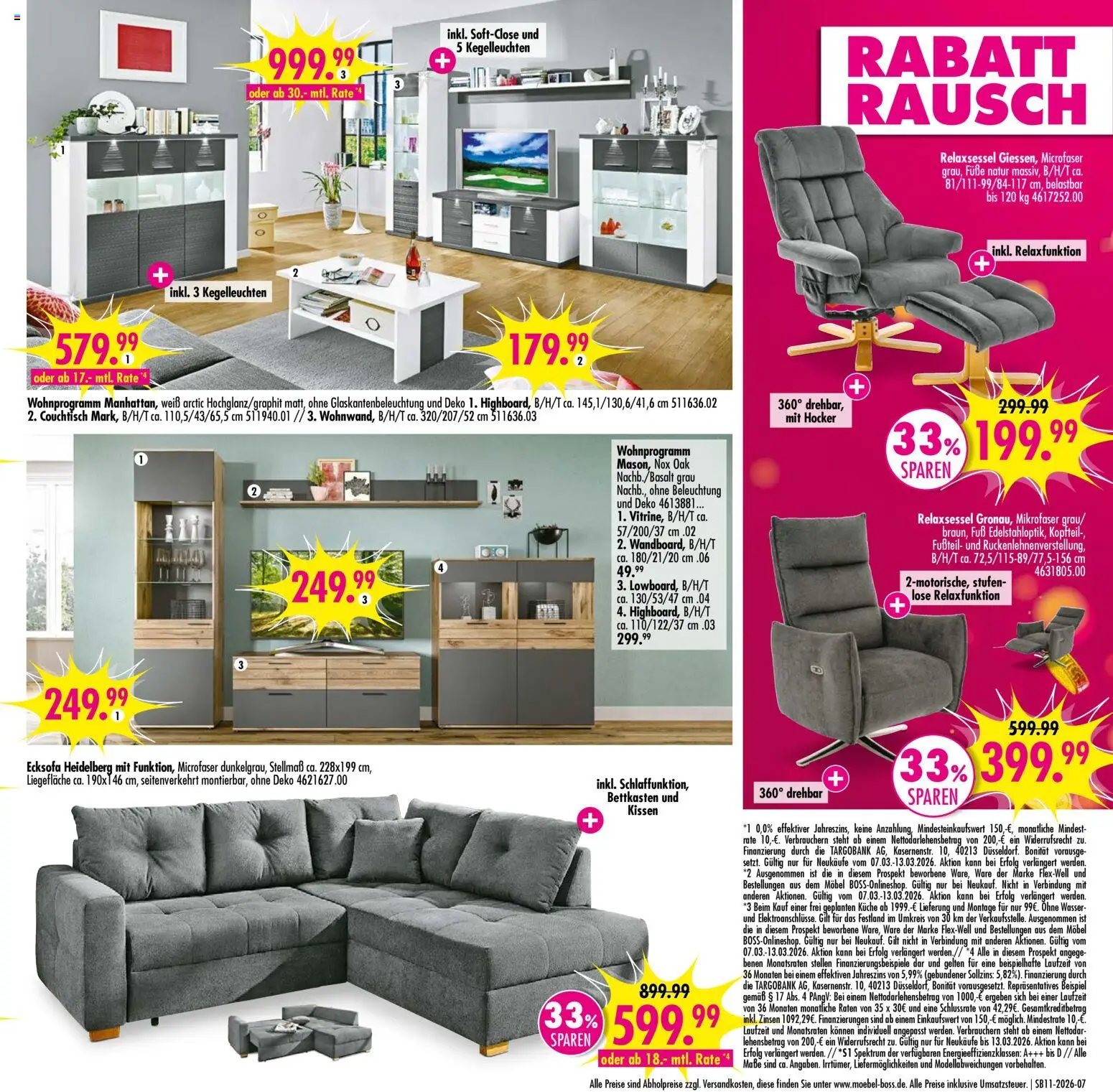 SB Möbel Boss Prospekt 	 – gültig ab 07.03.2026 | Seite: 7 | Produkte: Ecksofa, Relaxsessel, Couchtisch, Küche