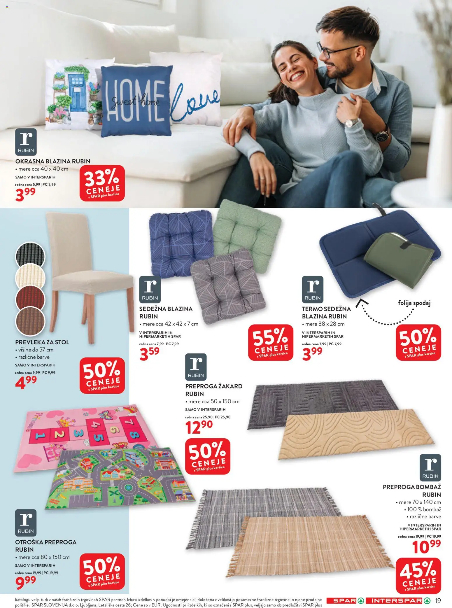 Novi Spar katalog ponudbe – veljaven od 18.02.2026 | Stran: 19 | Izdelki: Blazina, Stol, Preproga, Folija