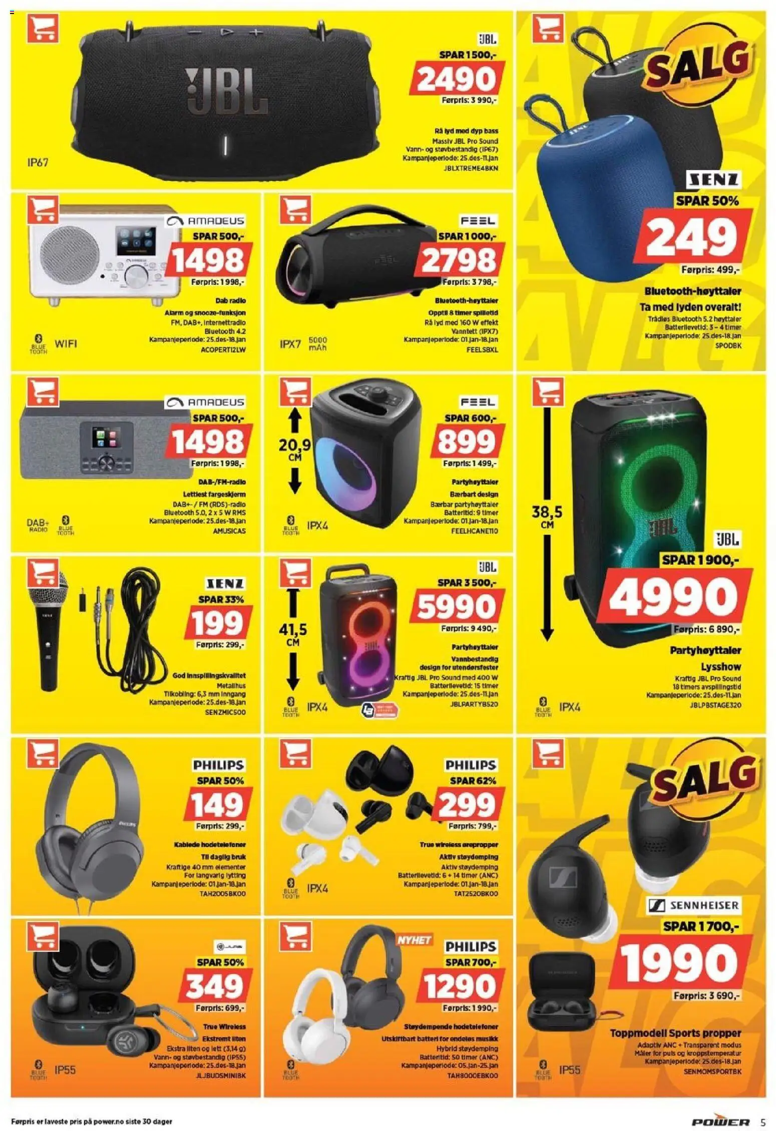 {H1} | Side: 5 | Produkter: Lyd, Radio, Høyttaler, Batteri