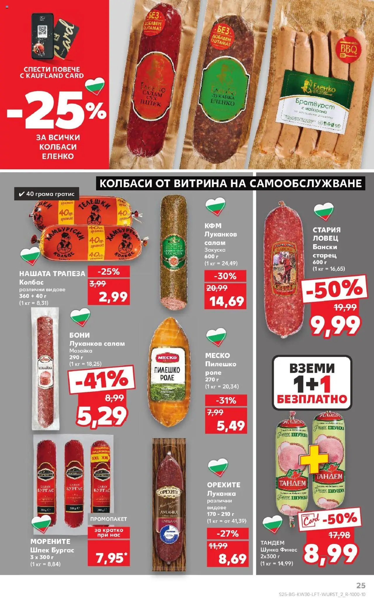  | Страница: 25 | Продукти: Салам, Шунка, Братвурст, Пилешко