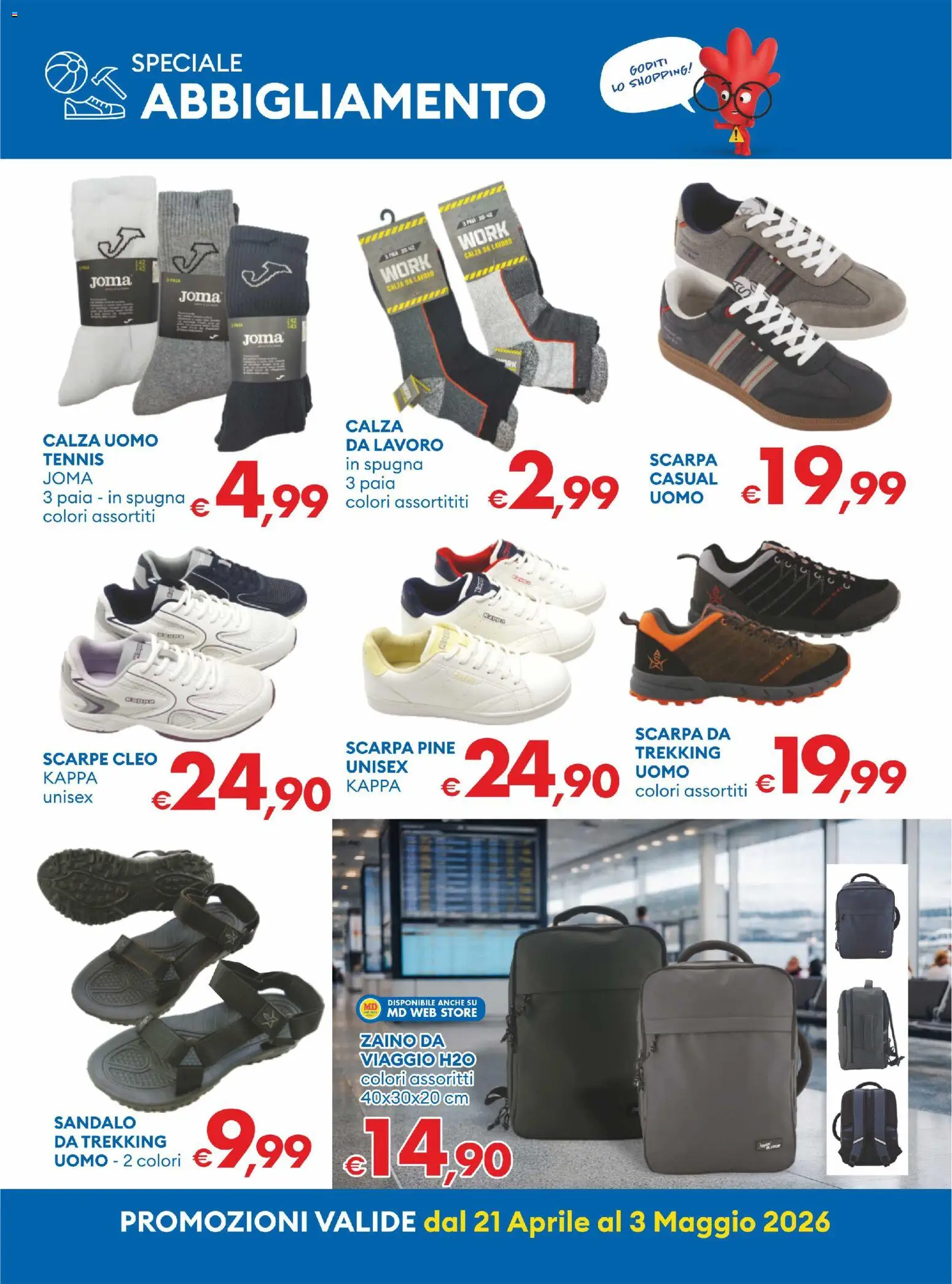 Volantino MD Discount del 21.04.2026 | Pagina: 28 | Prodotti: Spugna, Zaino, Scarpe