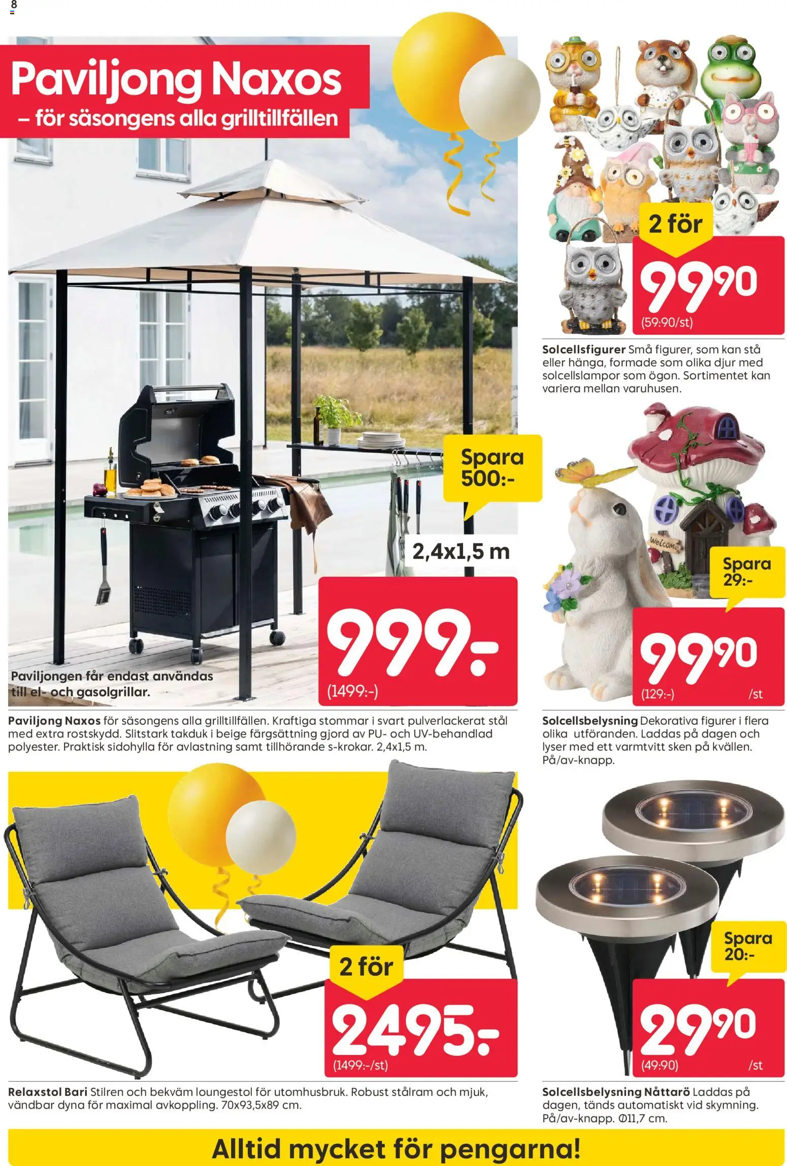 Rusta reklamblad aktuell från 27.04.2026 | Sida: 8 | Produkter: Solcellsbelysning, Loungestol