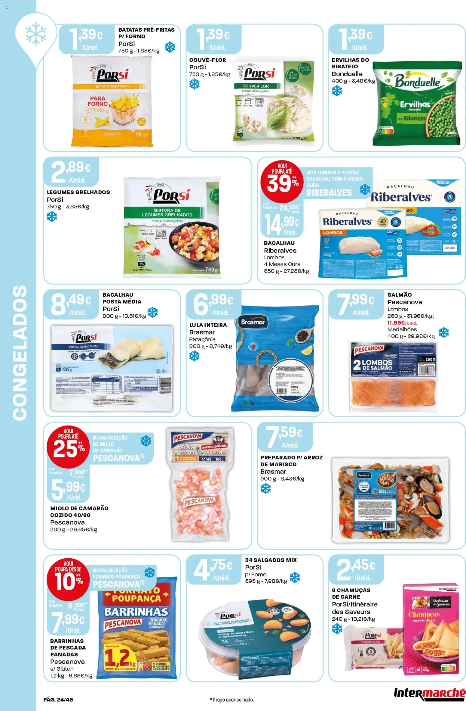 Intermarché folheto │ válido de 08.01.2026 | Página: 24 | Produtos: Bacalhau, Camarão, Arroz, Carne