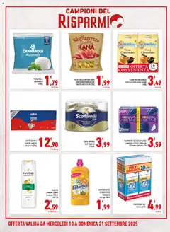 Volantino Conad del 10.09.2025 | Pagina: 2 | Prodotti: Prosciutto Crudo, Cioccolato, Mozzarella, Pasta
