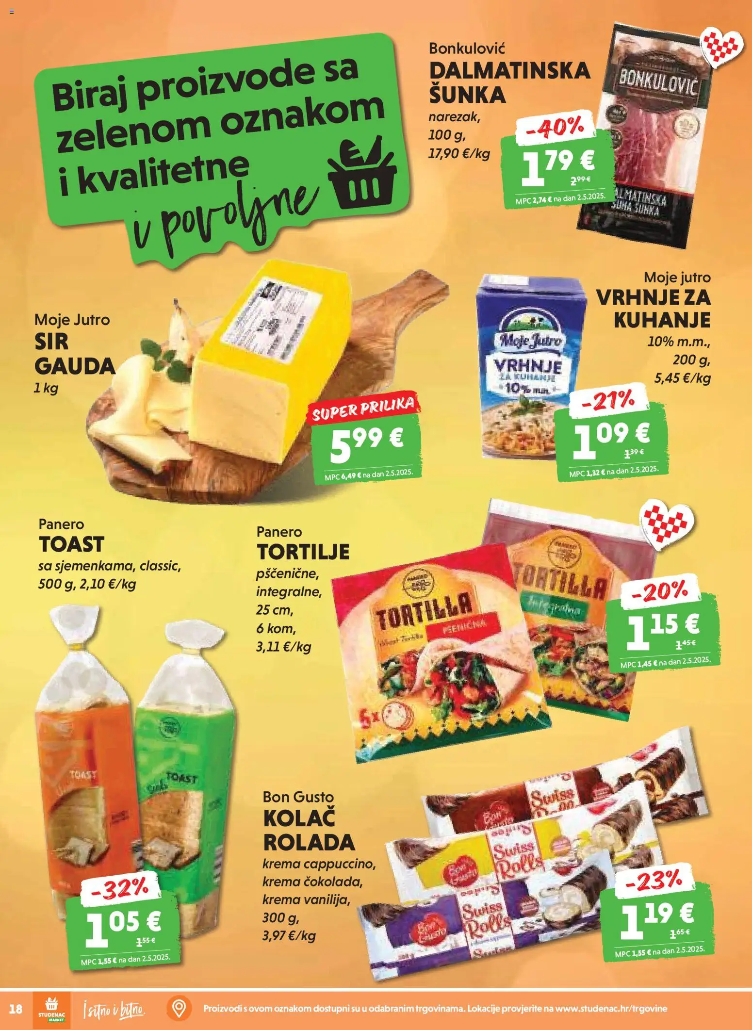 Studenac katalog | vrijedi od 05.11.2025 | Stranica: 18 | Proizvodi: Gauda, Toast, Šunka, Krema