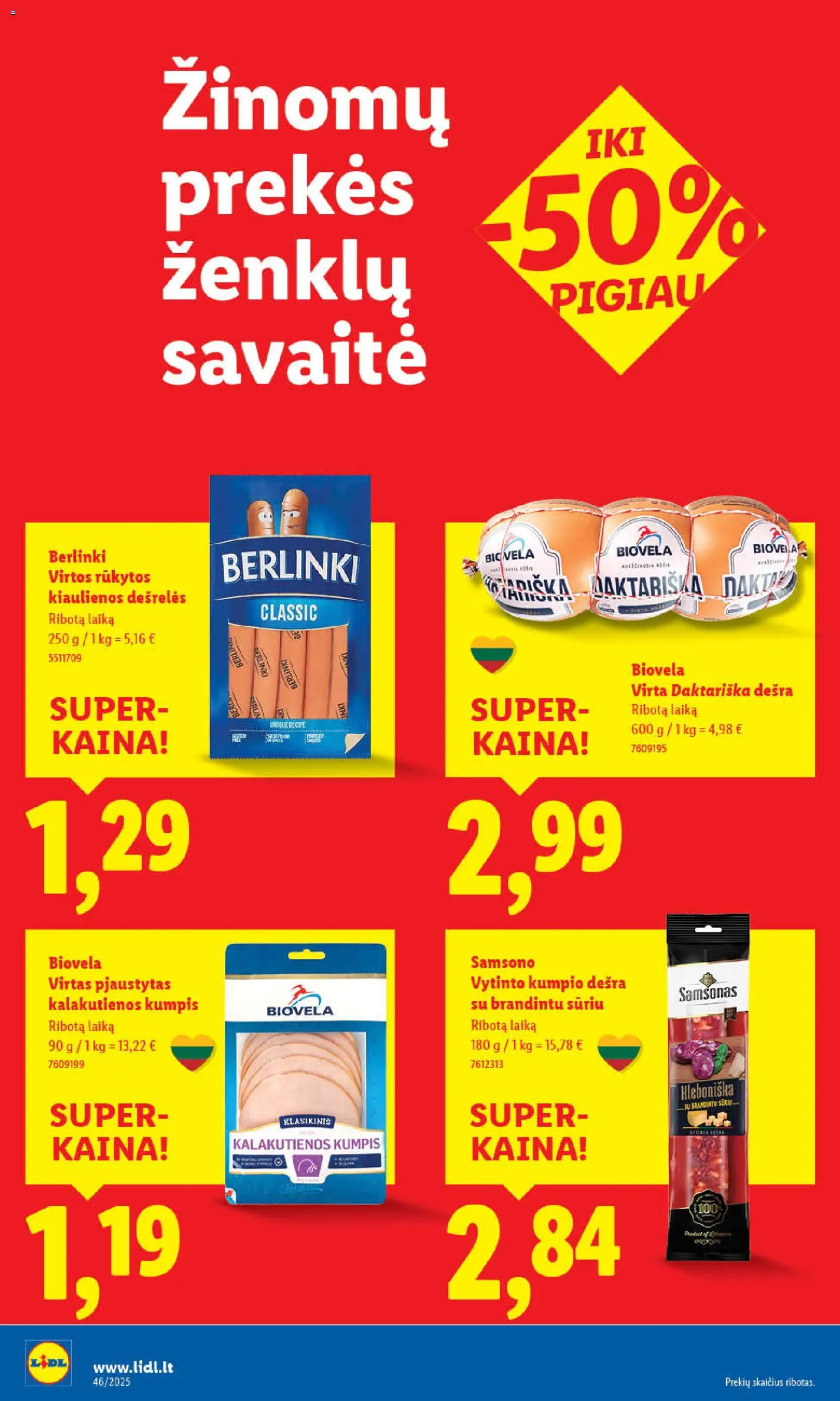 LIDL akcijos nuo 10.11.2025 | Puslapis: 18 | Prekių: Kiaulienos, Dešrelės, Kumpis, Dešra