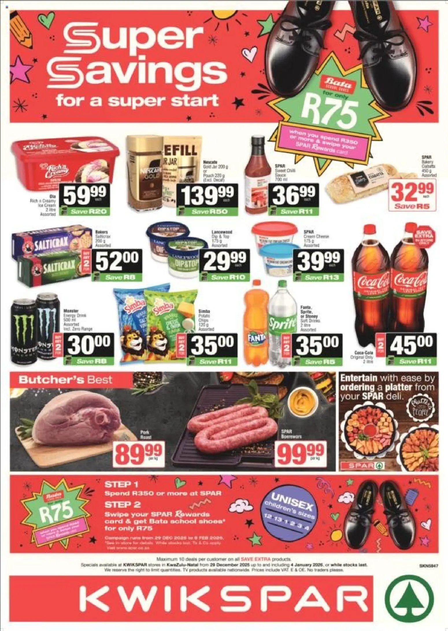 New KWIKSPAR catalogue – valid from 29.12.2025 | Page: 1 | Products: Platter, Fanta, Sprite