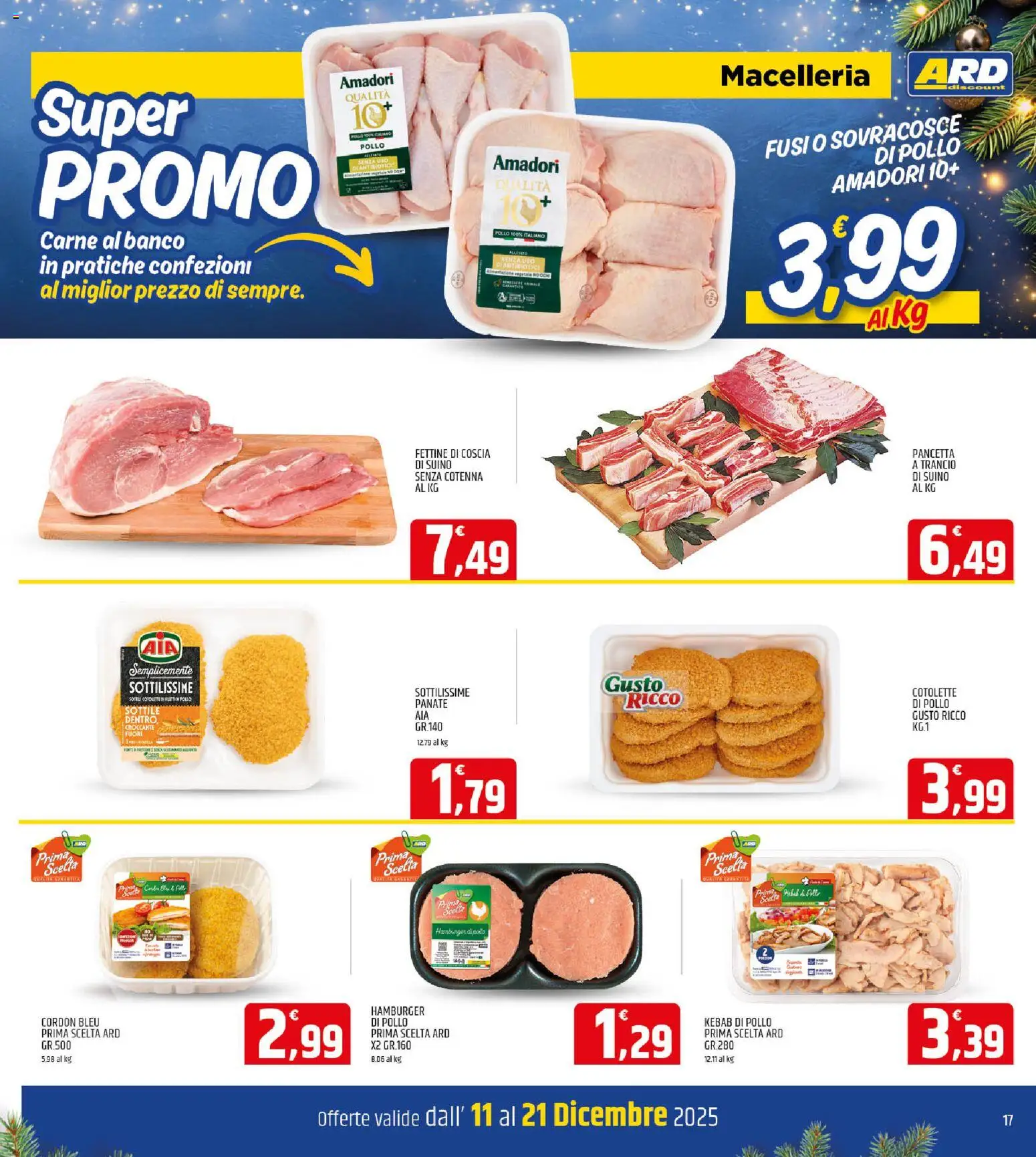 Volantino ARD Discount del 11.12.2025 | Pagina: 17 | Prodotti: Pollo, Pancetta, Suino, Hamburger