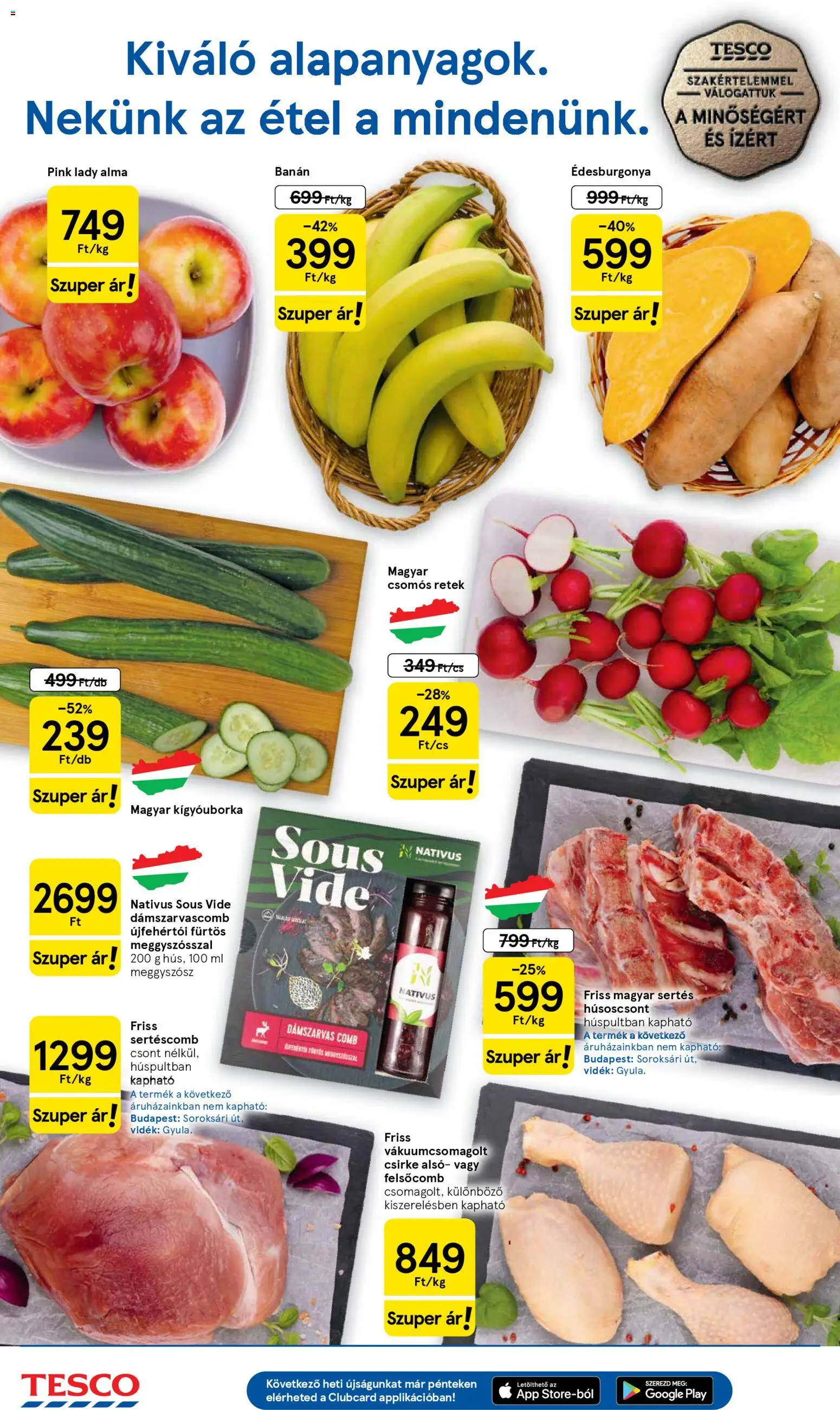 Tesco akciós ujság - amely érvényes a következő dátumtól: 19.03.2026 | Oldal: 2 | Termékek: Kígyóuborka, Sertéscomb, Édesburgonya, Alma