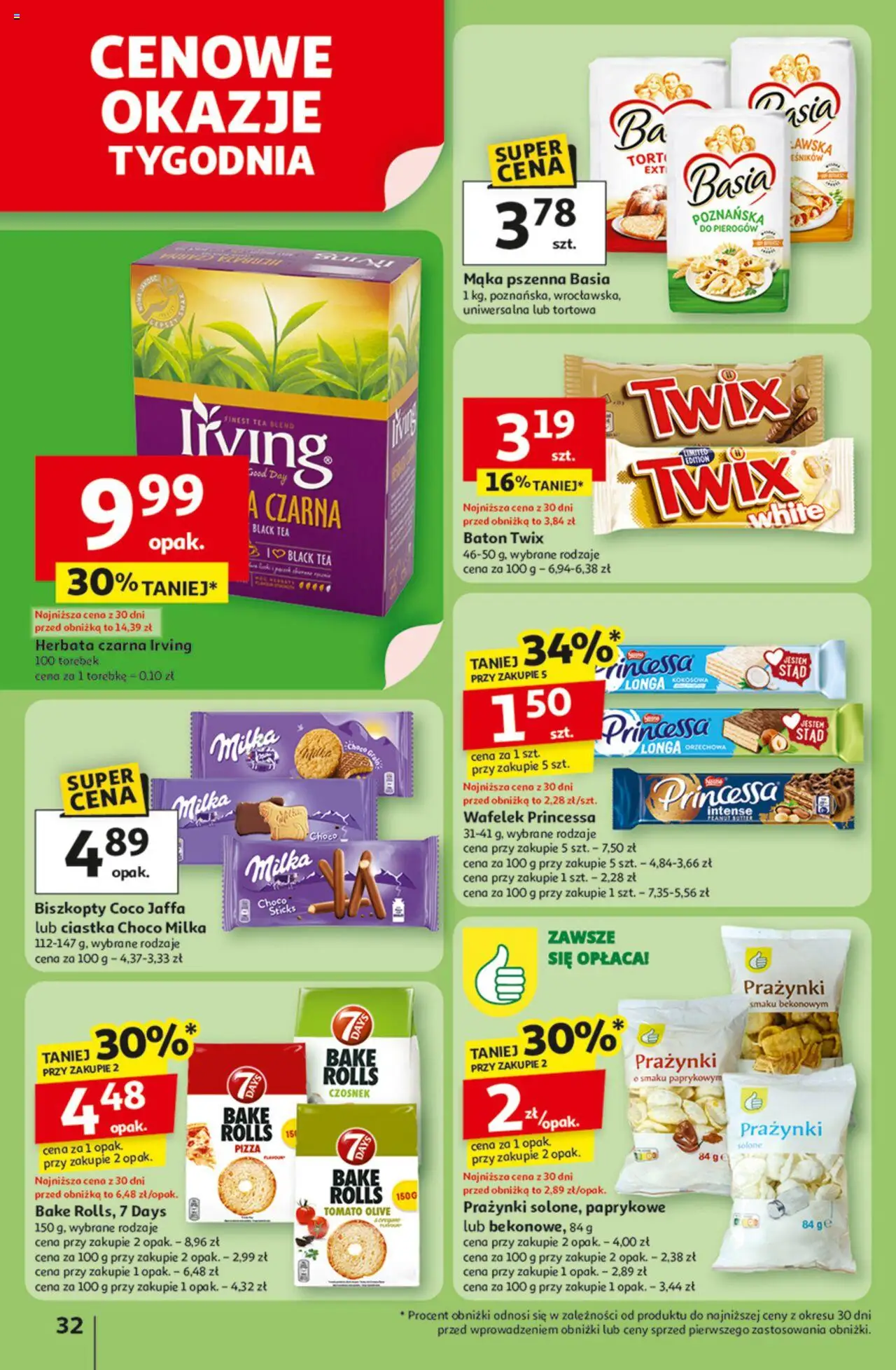 Auchan Gazetka - Odlotowe ceny na start szkoły Hipermarket od 21.08.2025 | Strona: 32 | Produkty: Czosnek, Pizza, Herbata, Ciastka