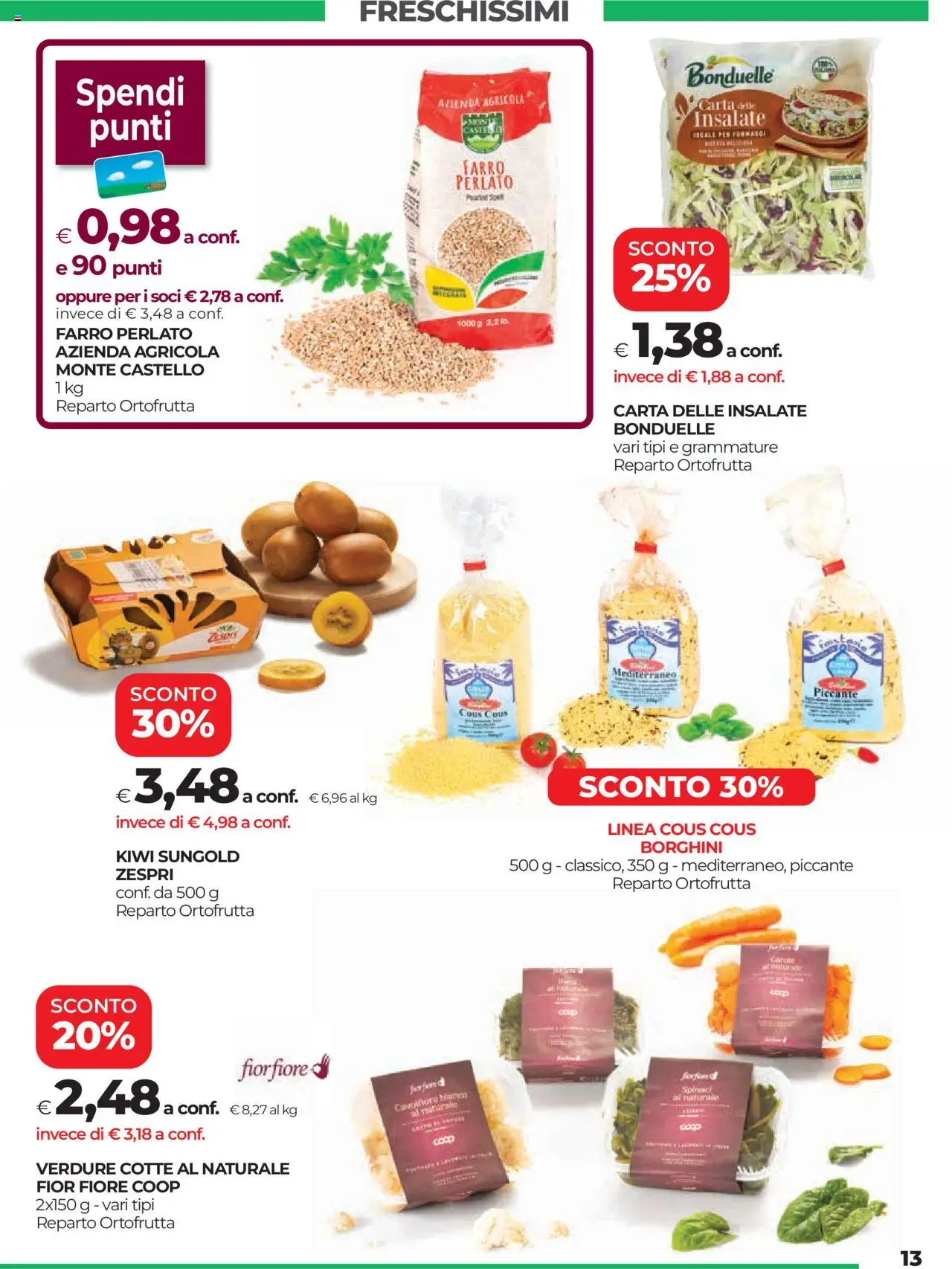 Volantino COOP del 19.06.2025 | Pagina: 13 | Prodotti: Kiwi, Verdure, Cavolfiore, Cous cous
