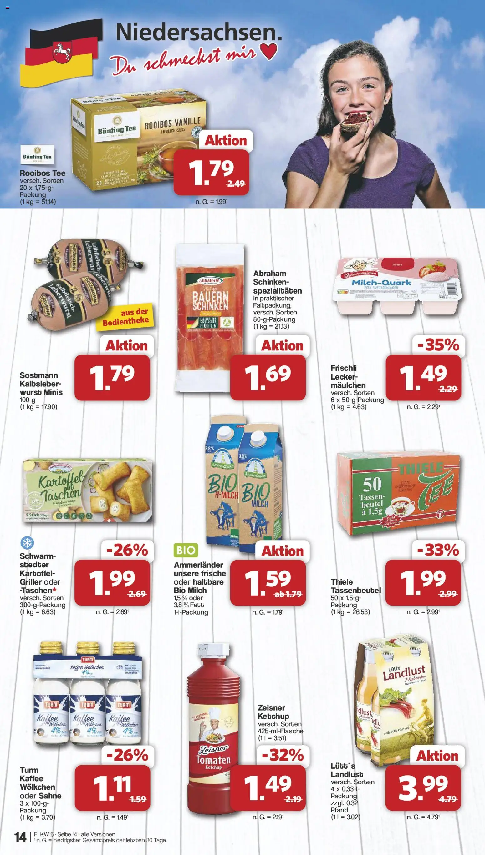 Famila Nordwest Prospekt 	 – gültig ab 07.04.2026 | Seite: 14 | Produkte: Schinken, Rhabarber, Sahne, Griller