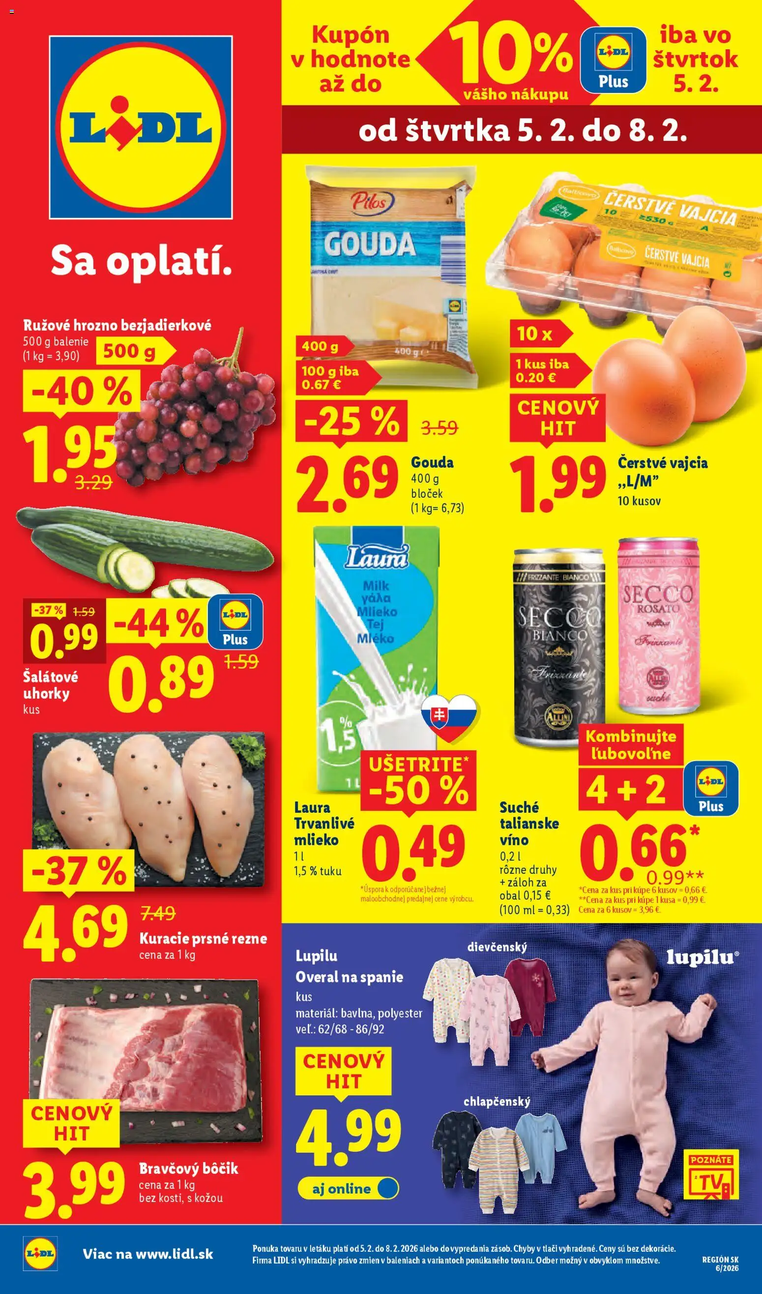 Nové Lidl akcie – leták je platný od 02.02.2026 | Strana: 52 | Produkty: Mlieko, Vajcia, Gouda, Overal