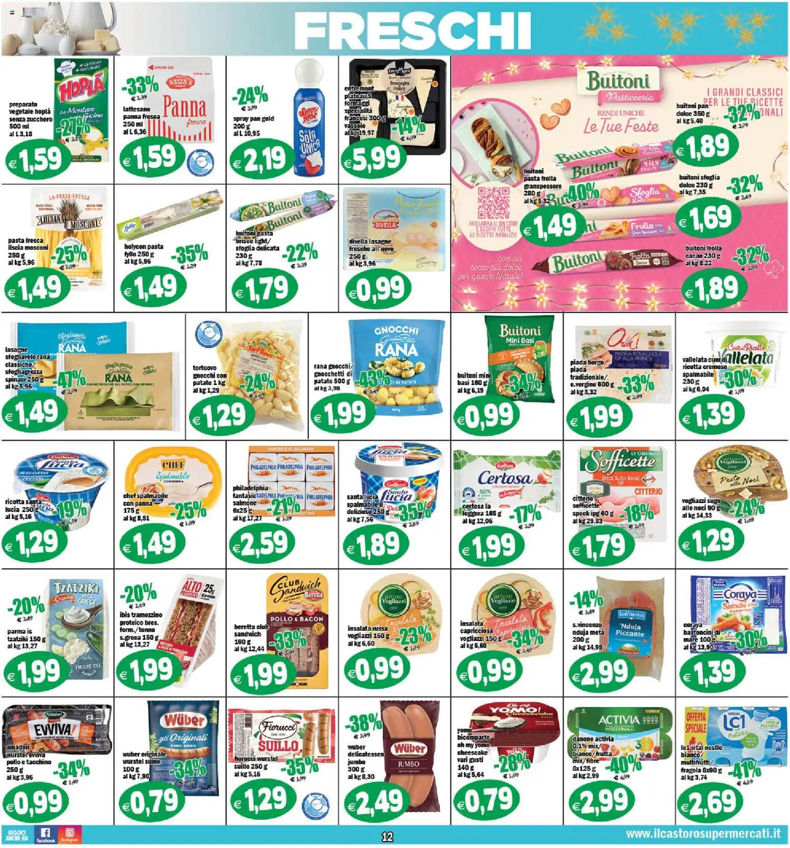 Volantino Il Castoro del 16.12.2025 | Pagina: 12 | Prodotti: Insalata, Zucchero, Wurstel, Noci