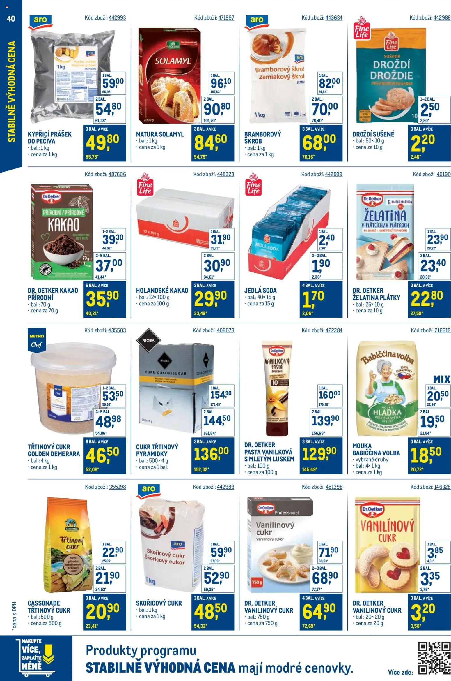 Makro leták - Stabilně výhodná cena od 28.01.2026 | Strana: 40 | Produkty: Třtinový cukr, Vanilková pasta, Mouka, Droždí