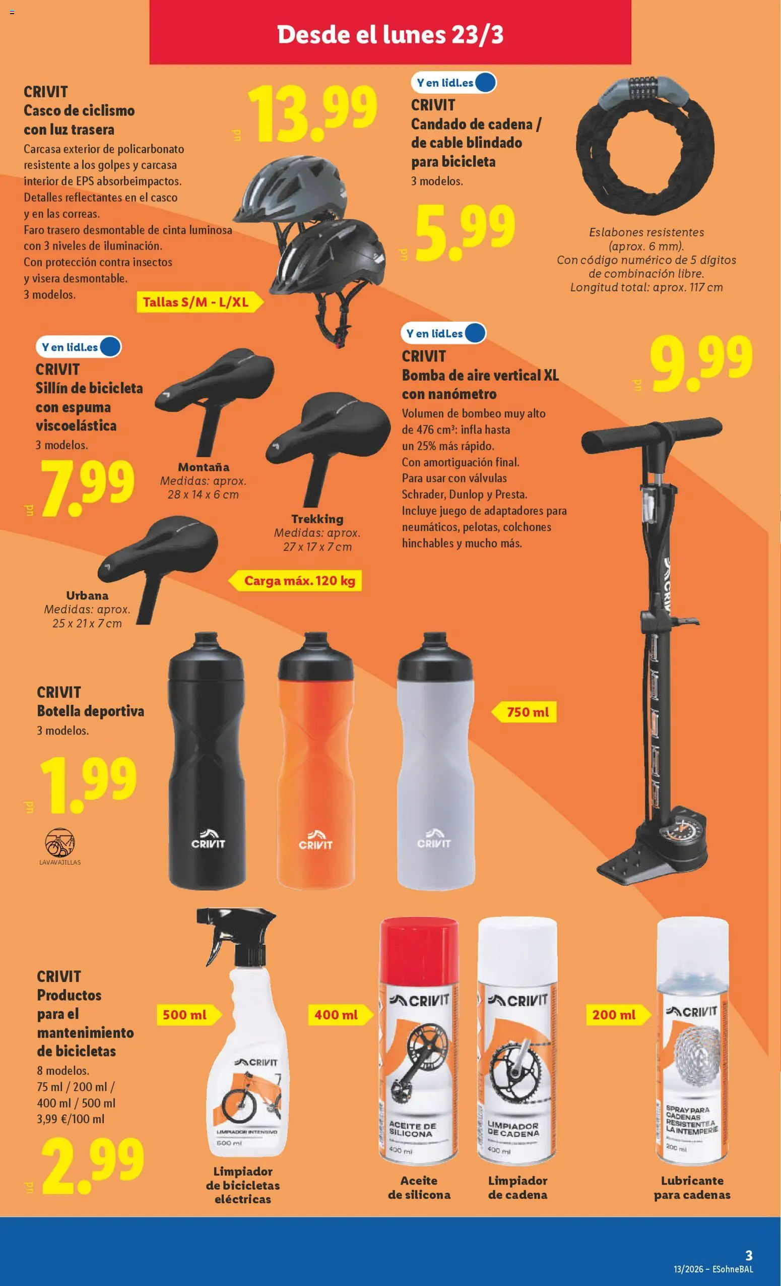Lidl folleto de bazar │ válido desde el 23.03.2026 | Página: 7 | Productos: Bicicleta, Noodles αυγού, Aceite, Lavavajillas