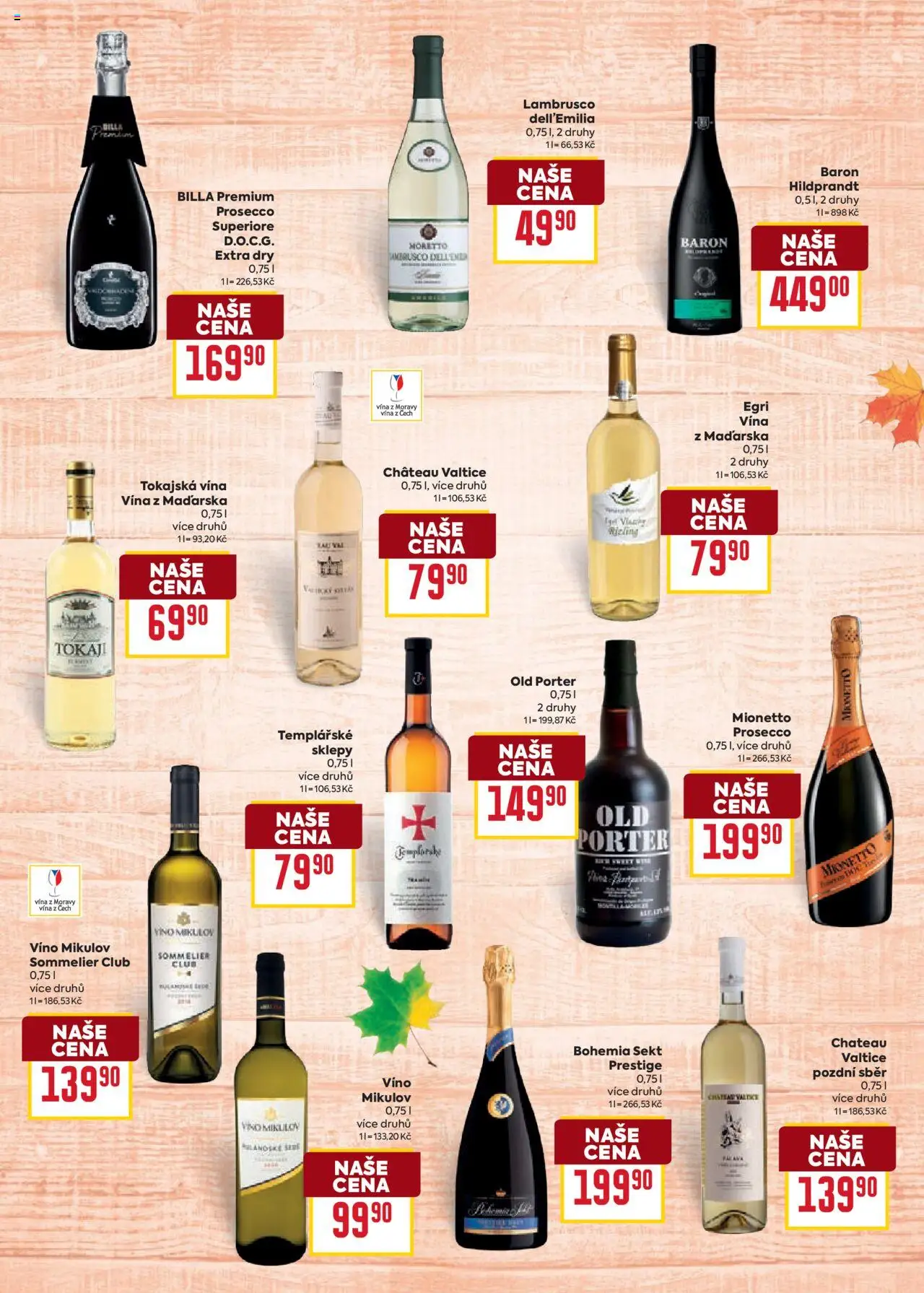 Billa leták - Podzimní nápoje od 10.09.2025 | Strana: 15 | Produkty: Lambrusco, Prosecco, Old porter, Mionetto
