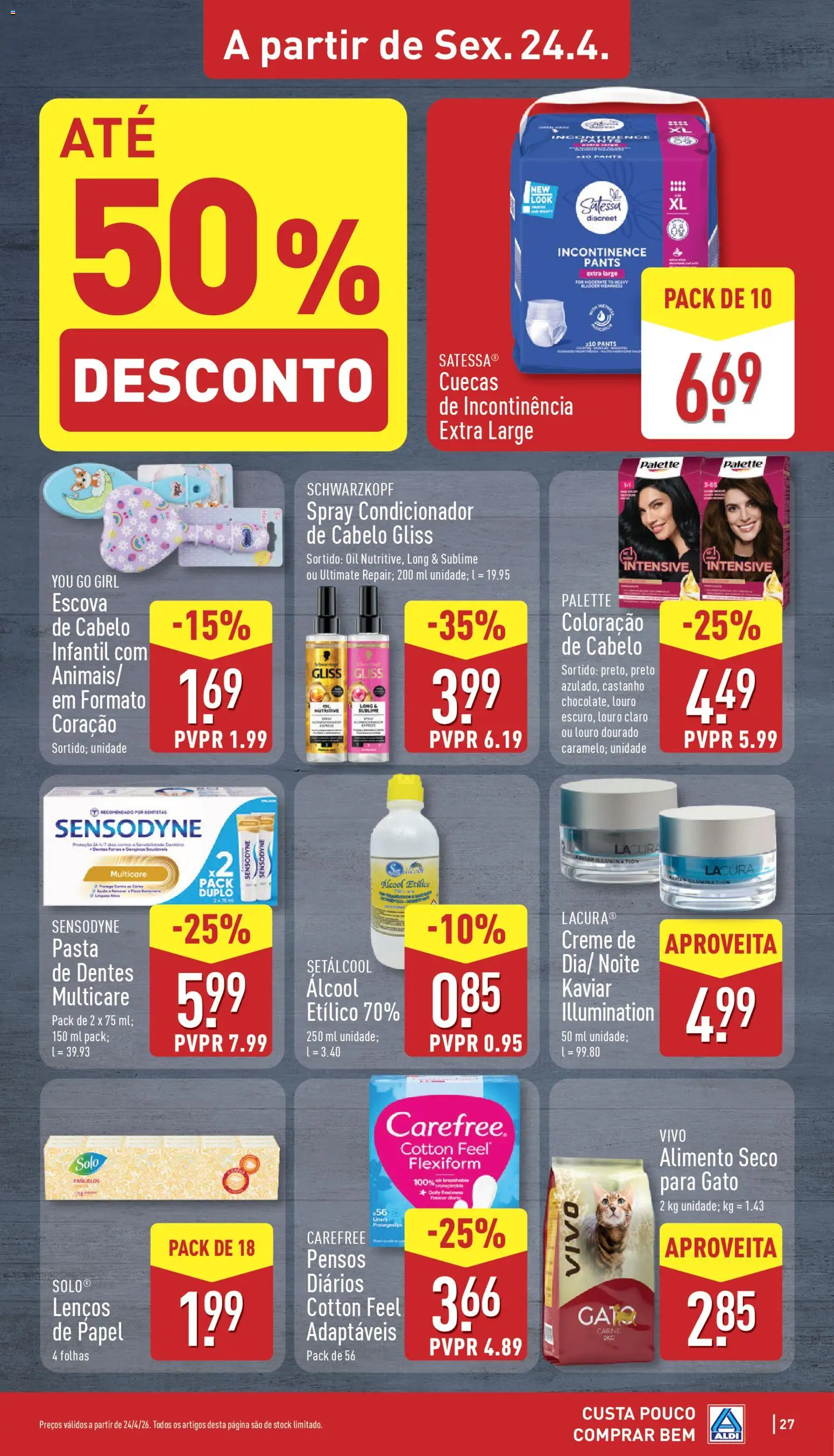 Aldi folheto │ válido de 20.04.2026 | Página: 27 | Produtos: Condicionador, Carne, Creme, Cuecas
