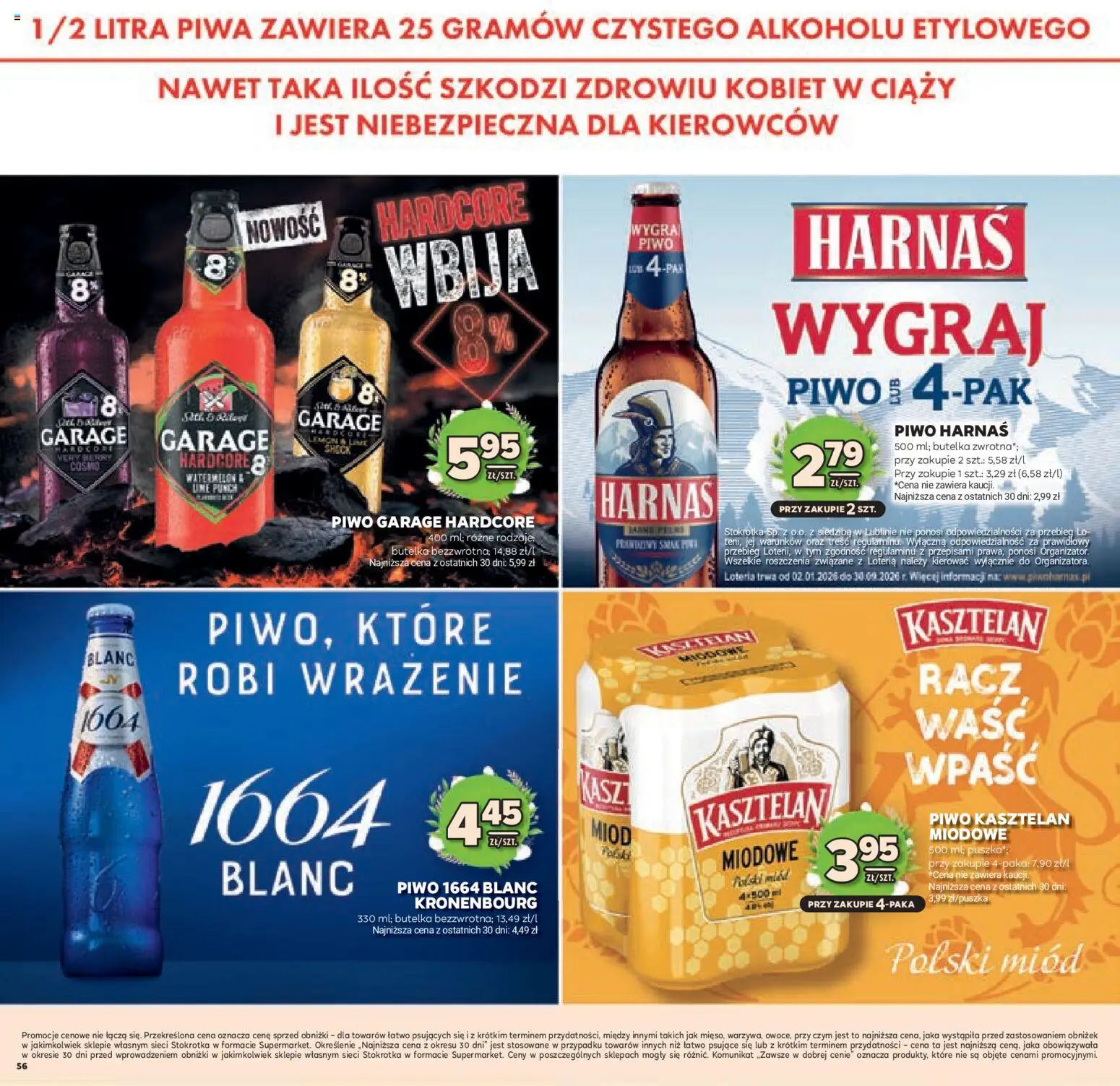 Stokrotka gazetka - Wielkanoc od 19.03.2026 | Strona: 56 | Produkty: Miód, Stokrotka, Harnaś, Piwo
