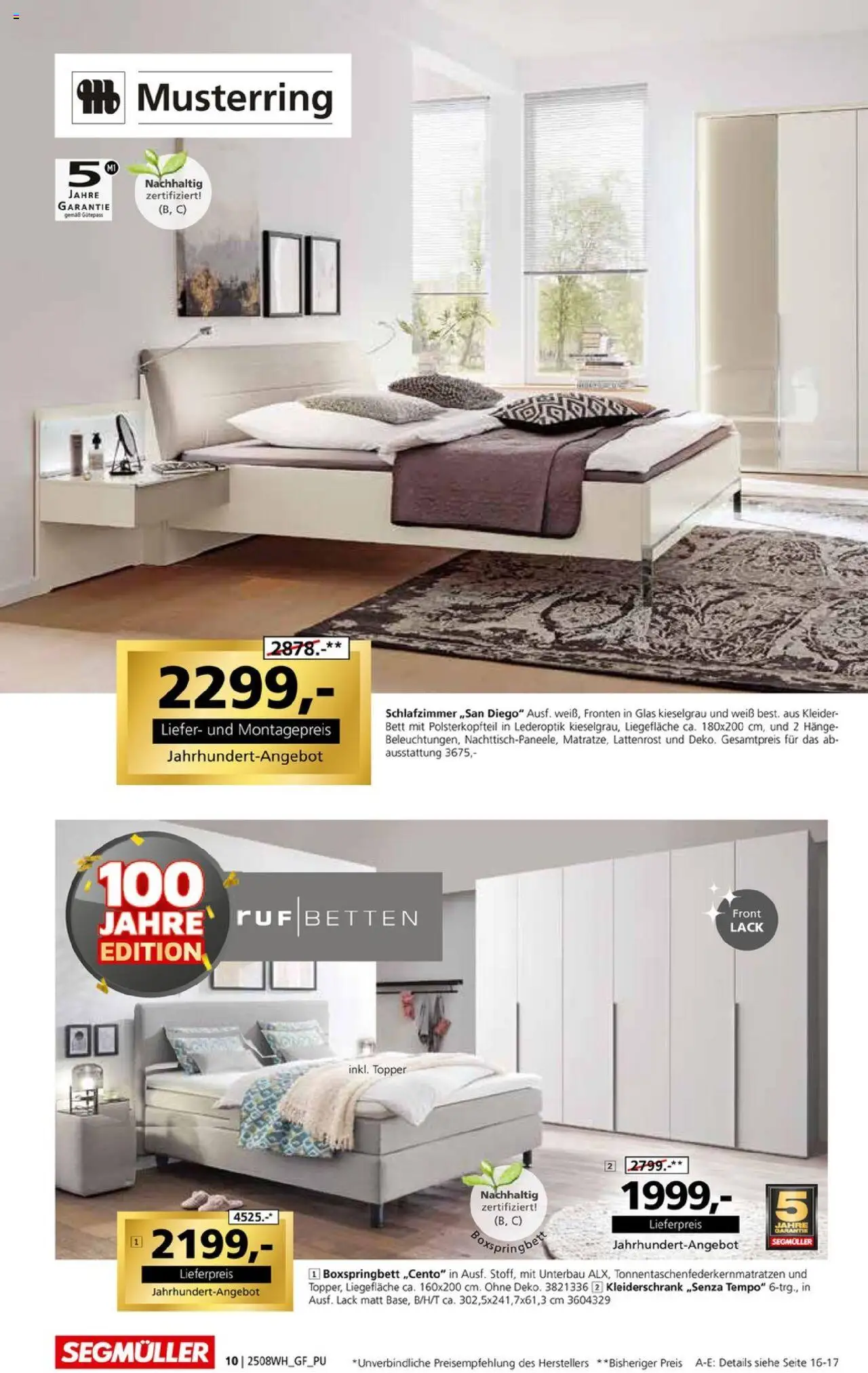 Segmüller Wohndesign - gültig ab dem 02.08.2025 | Seite: 10 | Produkte: Bett, Kleiderschrank, Lattenrost, Tempo