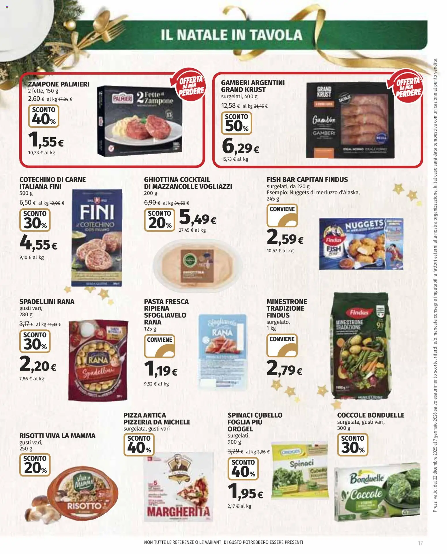 Volantino COOP del 22.12.2025 | Pagina: 17 | Prodotti: Minestrone, Pizza, Gamberi, Spinaci
