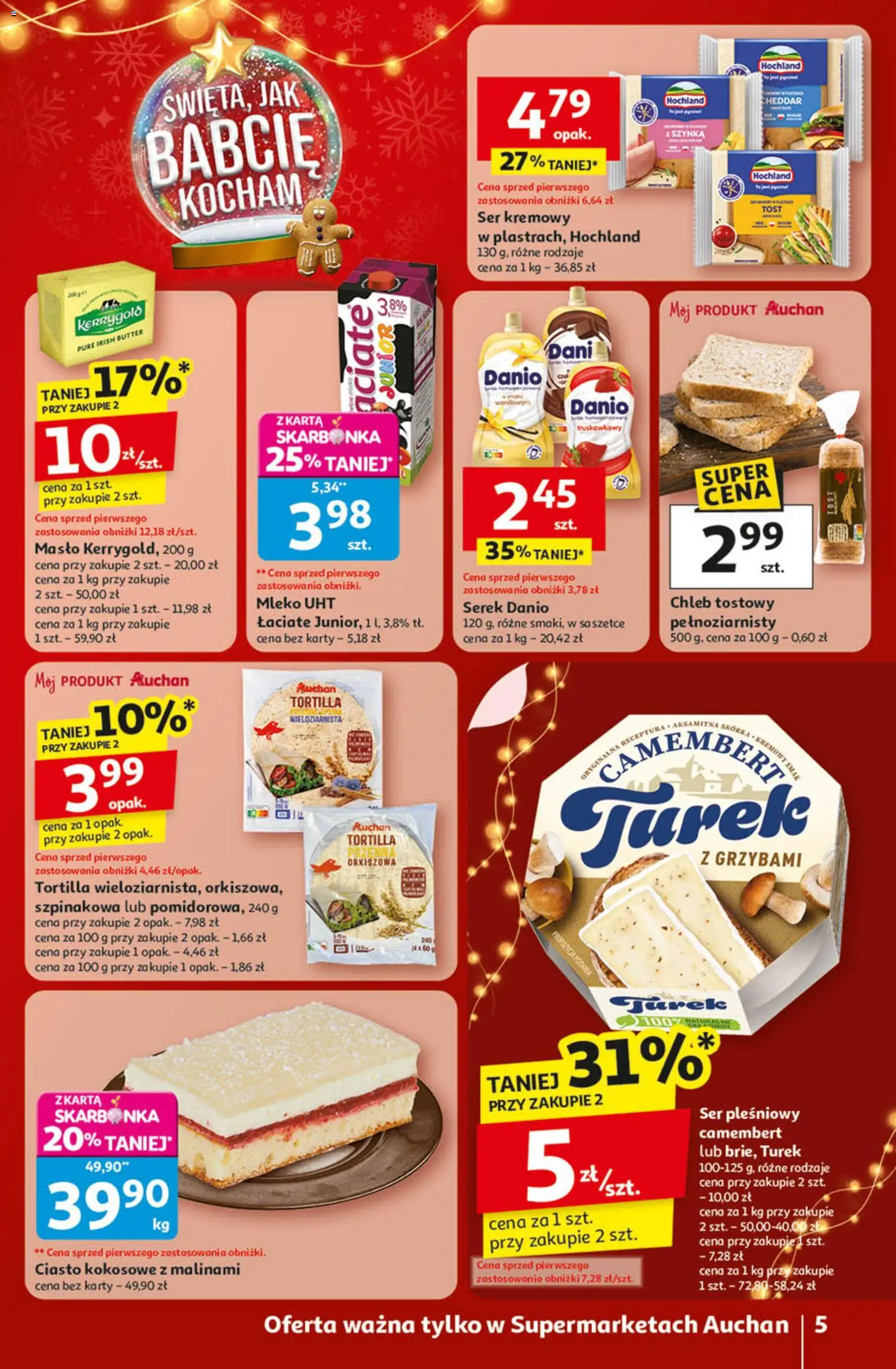 Auchan Gazetka od 20.11.2025 | Strona: 5 | Produkty: Karta, Camembert, Masło, Ser