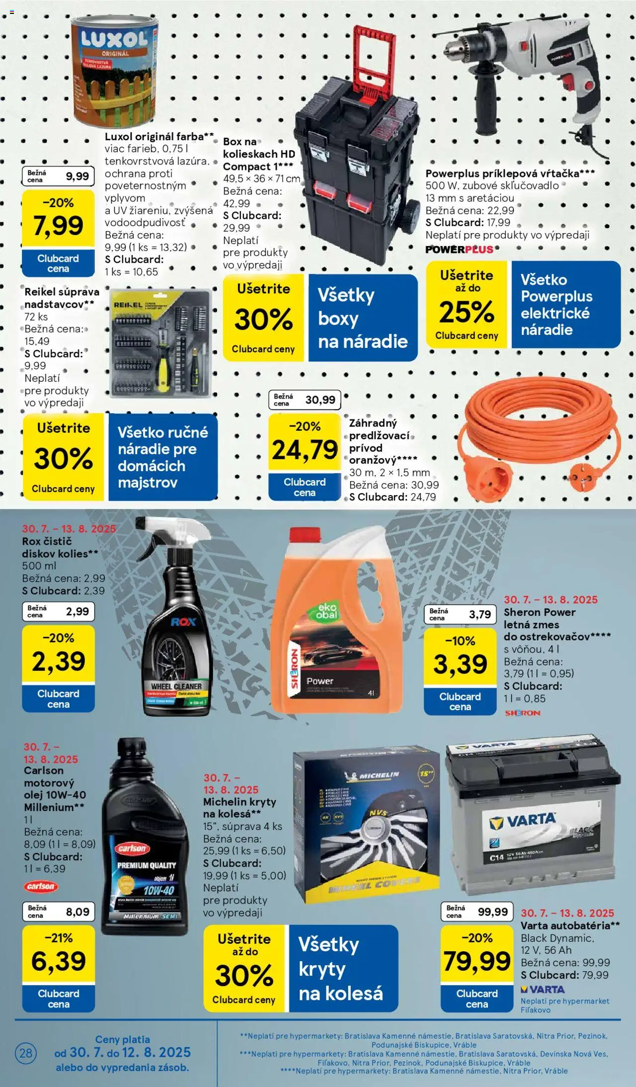 Tesco Hypermarket - leták │ platný od 30.07.2025 | Strana: 28 | Produkty: Náradie, Autobatéria, Olej