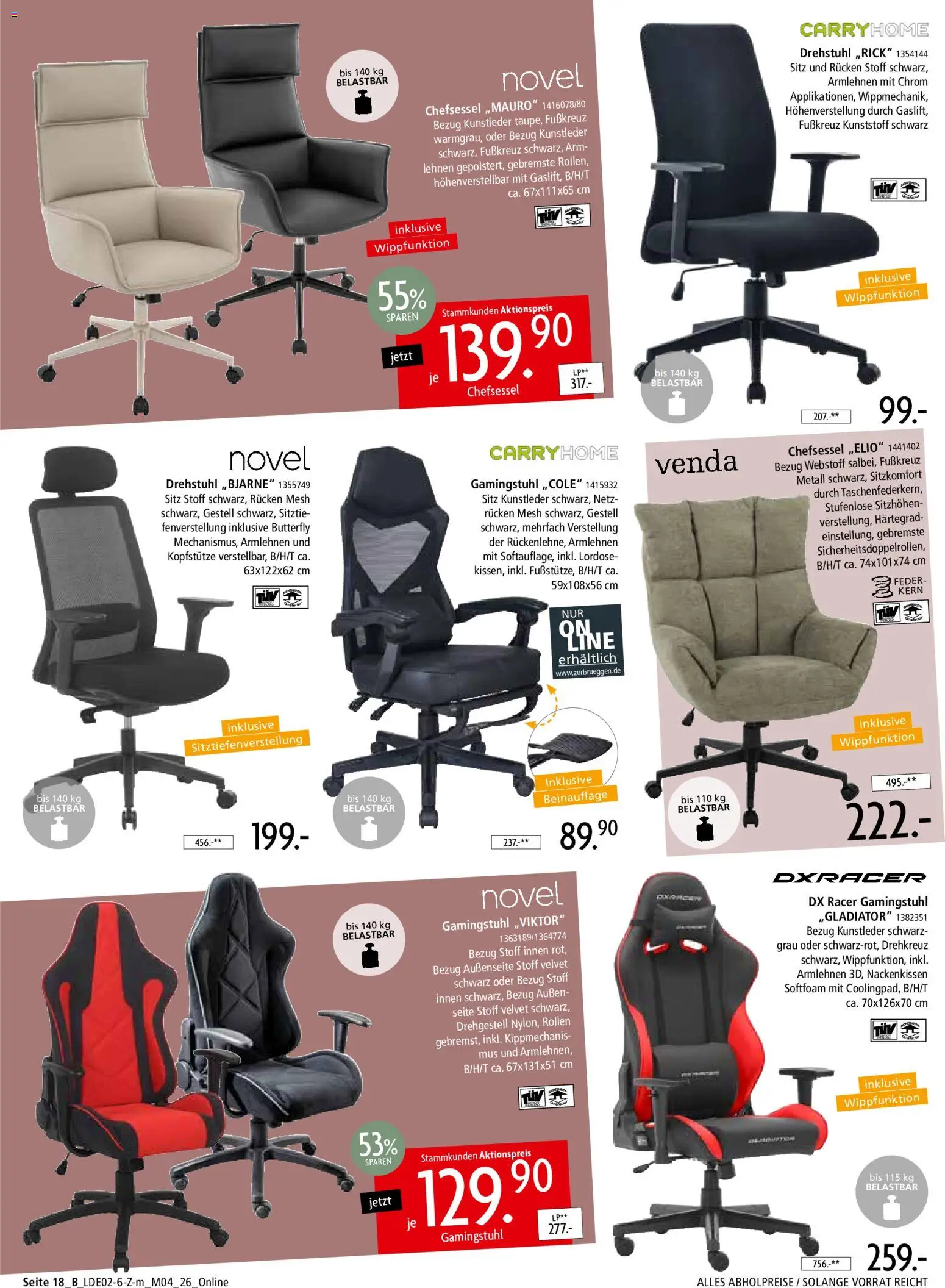 Zurbrüggen Prospekt 	 – gültig ab 22.02.2026 | Seite: 42 | Produkte: Gamingstuhl, Chefsessel