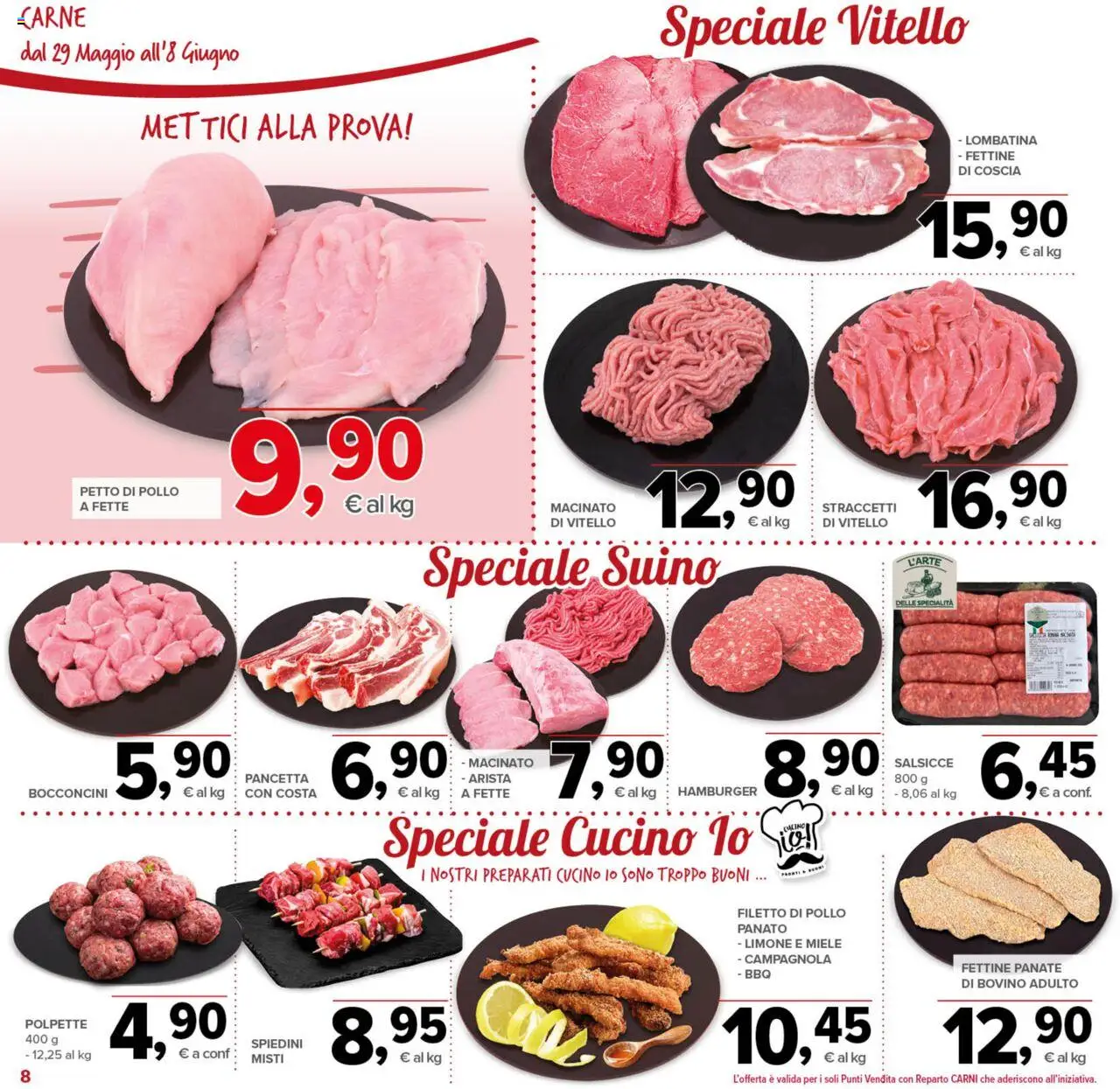 Volantino Todis del 29.05.2025 | Pagina: 8 | Prodotti: Petto di Pollo, Pollo, Pancetta, Hamburger