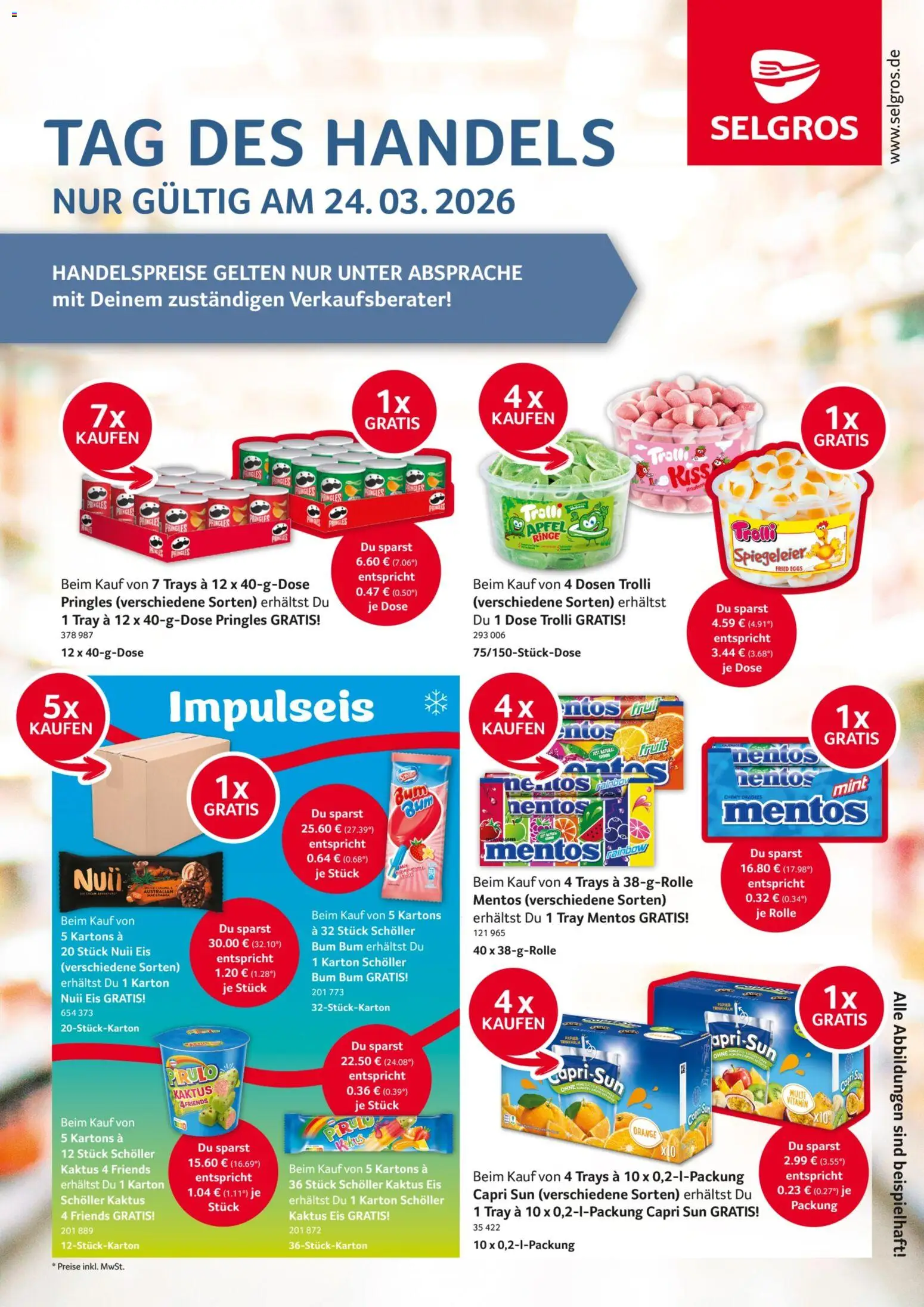 Selgros Tag des Handels – gültig ab 24.03.2026 | Seite: 1 | Produkte: Capri sun, Äpfel, Pringles, Eis
