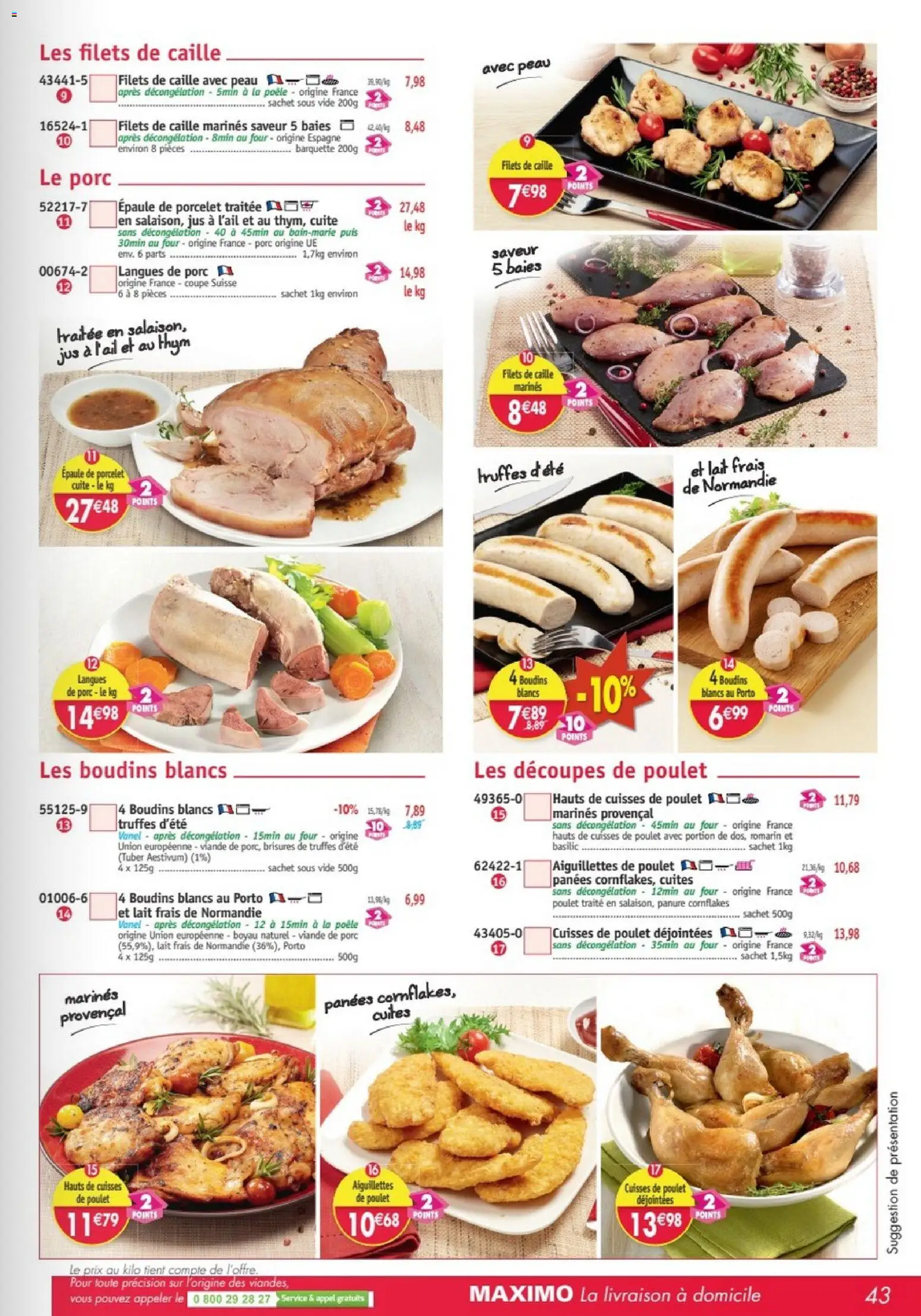 {H1} | Page: 43 | Produits: Viande de porc, Cuisses de poulet, Poêle, Viande