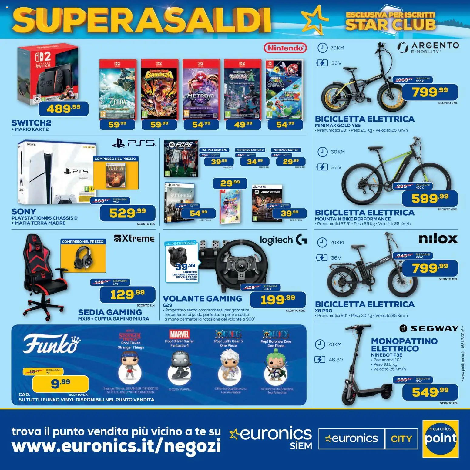 Volantino Euronics del 02.01.2026 | Pagina: 12 | Prodotti: Bicicletta, Monopattino, Tè, Sedia