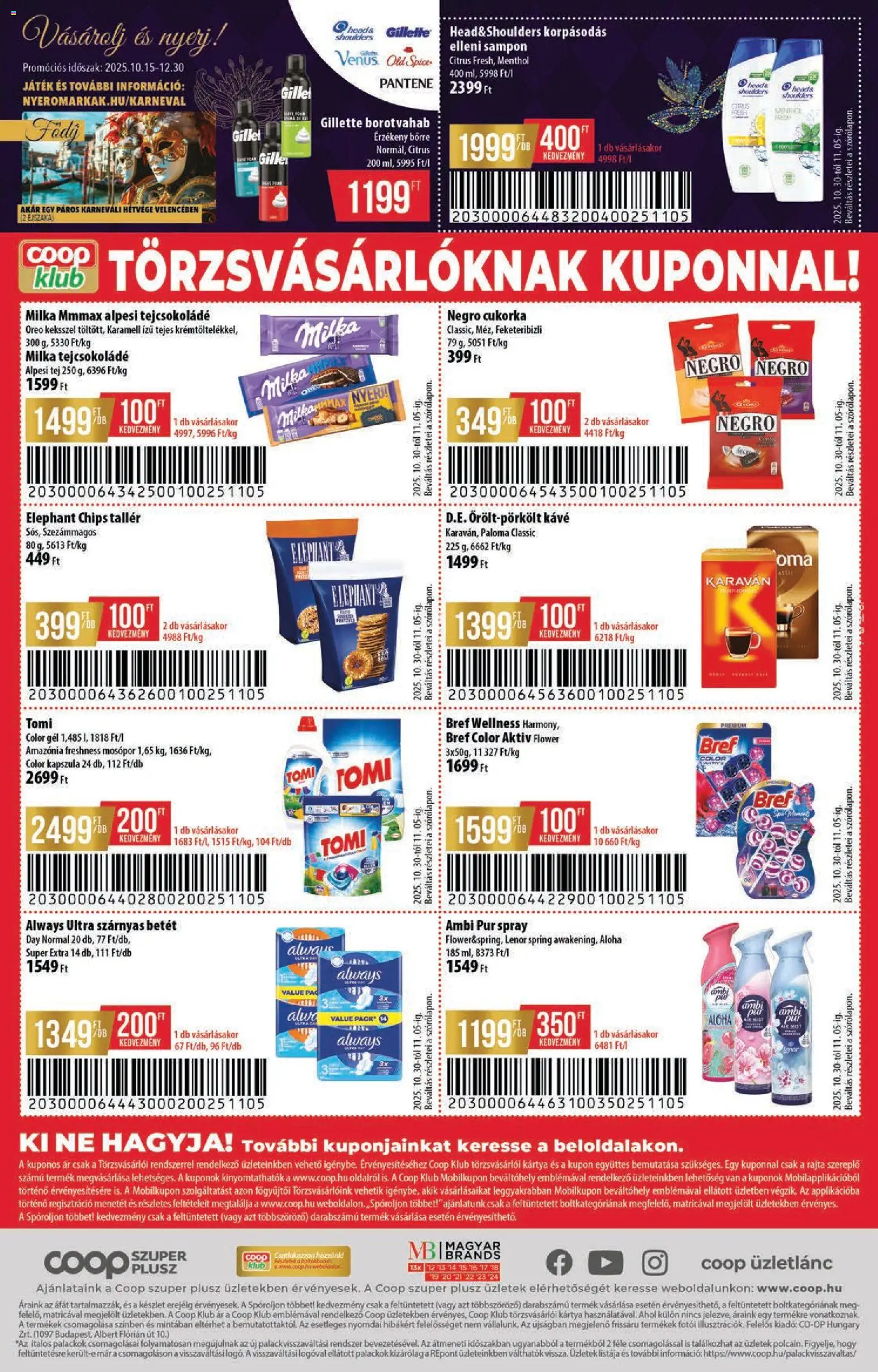 COOP akciós ujság - amely érvényes a következő dátumtól: 30.10.2025 | Oldal: 12 | Termékek: Old spice, Játék, Tej, Mosópor