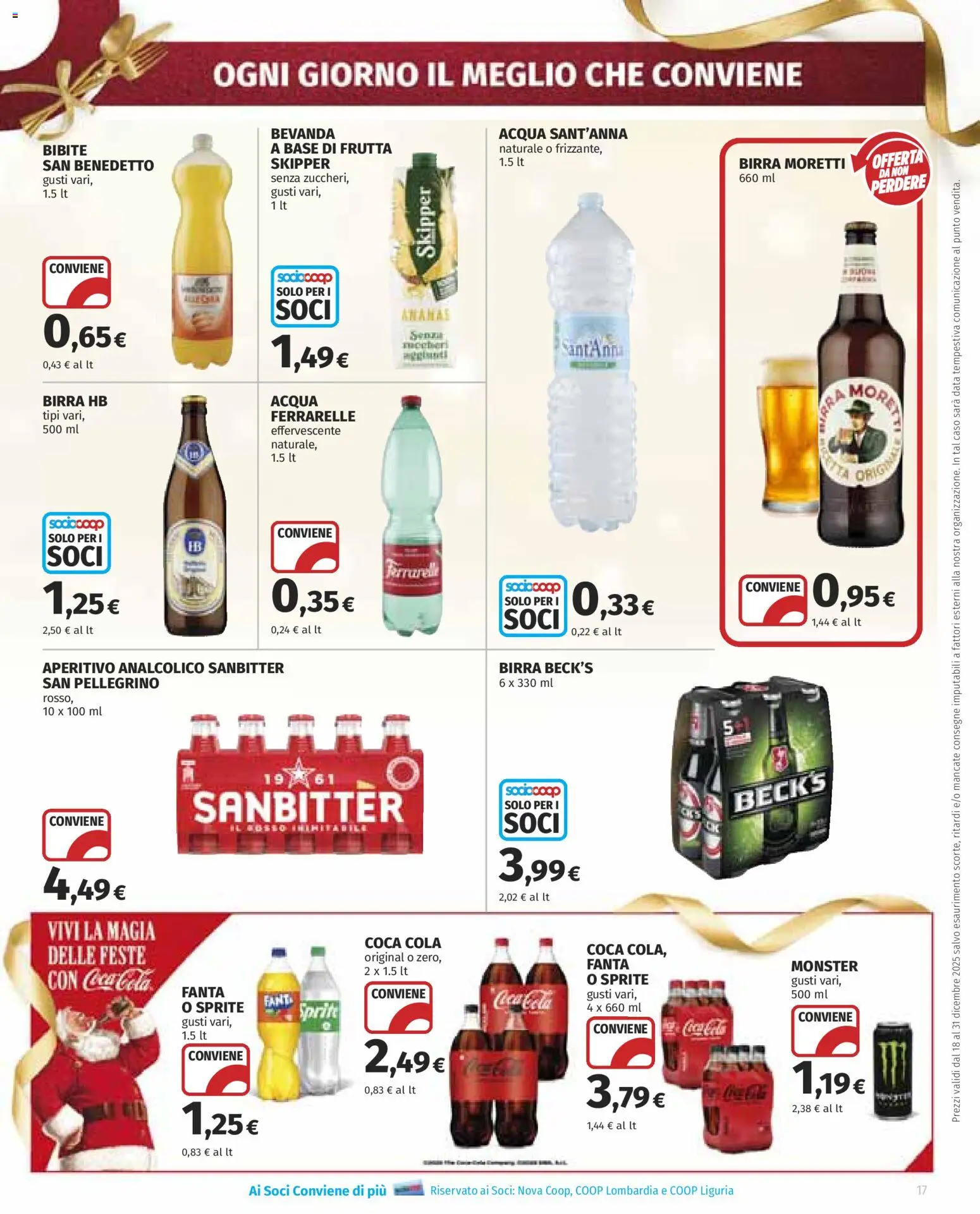 Volantino COOP del 18.12.2025 | Pagina: 17 | Prodotti: Ananas, Birra Moretti, Fanta, Aperitivo