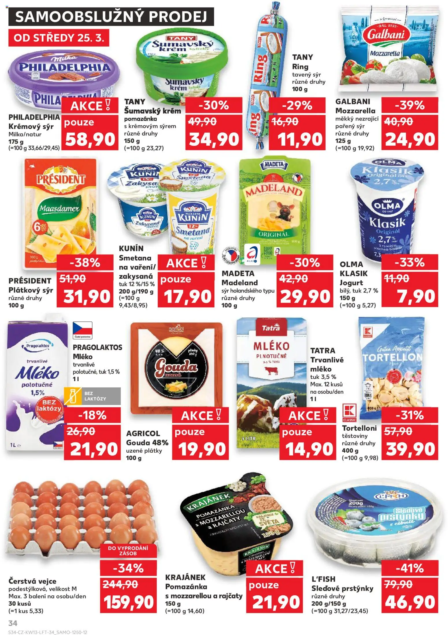 Kaufland leták - Praha 8 od 25.03.2026 | Strana: 34 | Produkty: Tavený sýr, Maasdamer, Sýr, Vejce