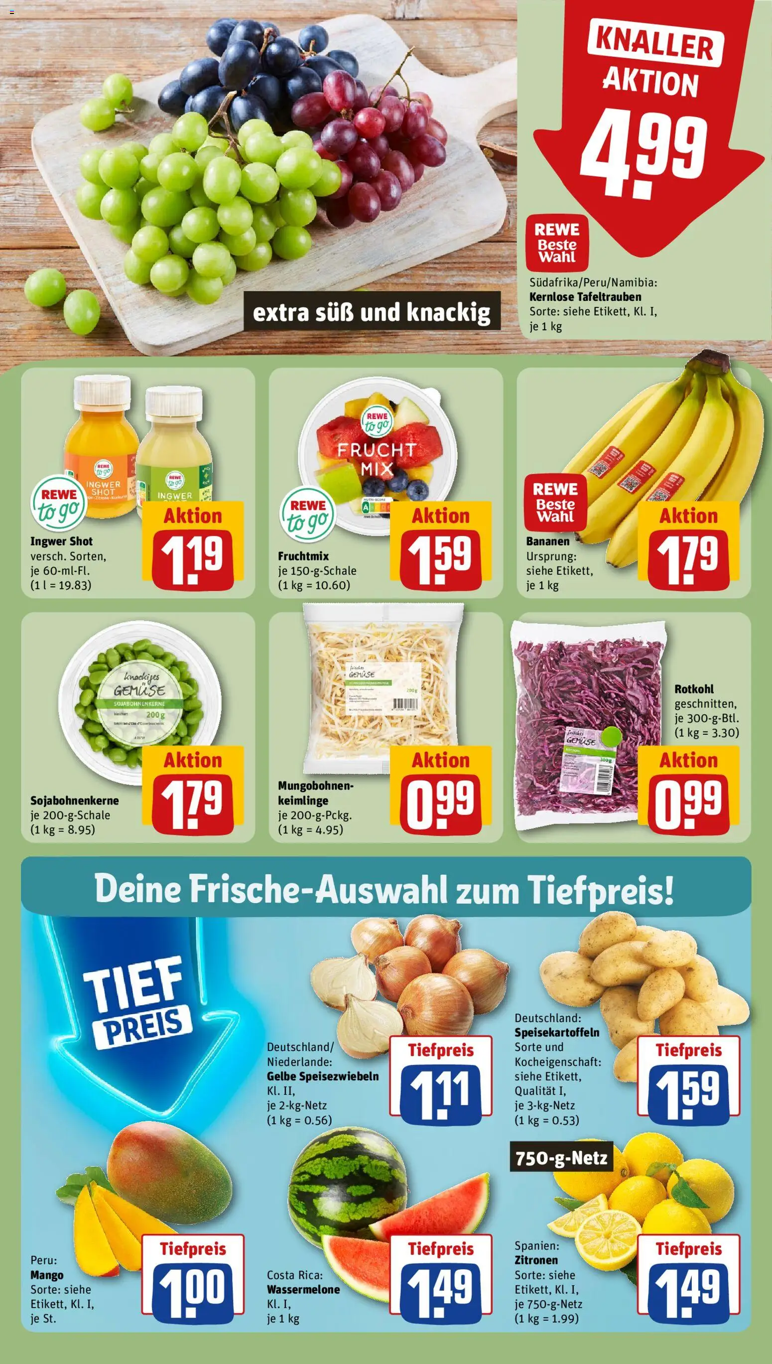 Rewe Prospekt 	 – gültig ab 16.03.2026 | Seite: 8 | Produkte: Rotkohl, Gemüse, Mango, Wassermelone