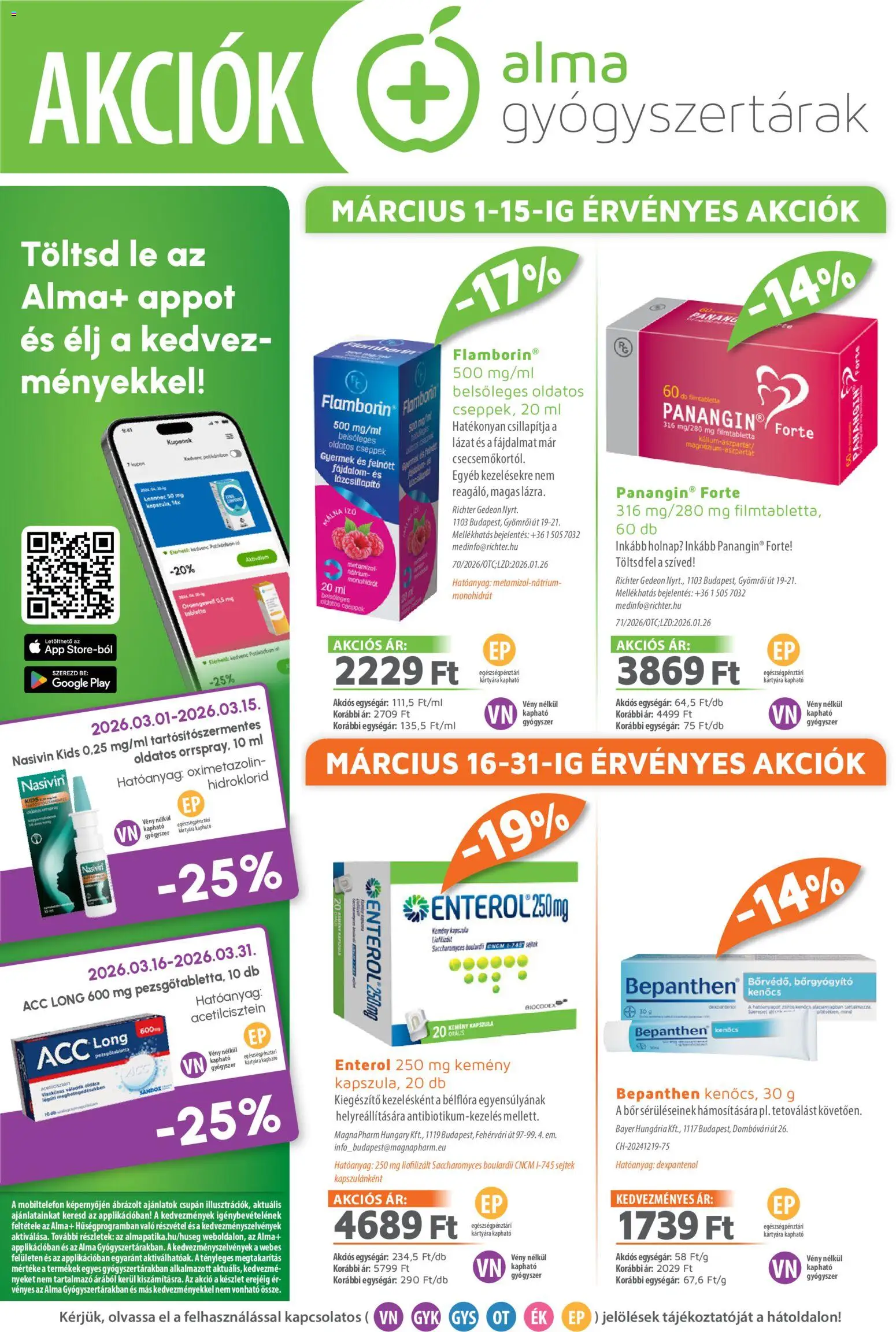 Alma Gyógyszertárak akciós ujság - amely érvényes a következő dátumtól: 01.03.2026 | Oldal: 1 | Termékek: Málna, Pezsgőtabletta, Bor, Alma