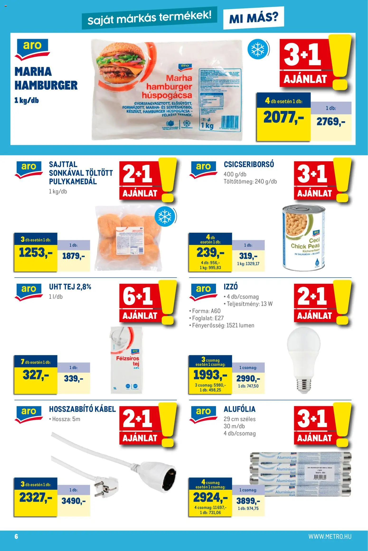 Metro akciós ujság - amely érvényes a következő dátumtól: 01.02.2026 | Oldal: 6 | Termékek: Hosszabbító, Kábel, Csicseriborsó, Foglalat