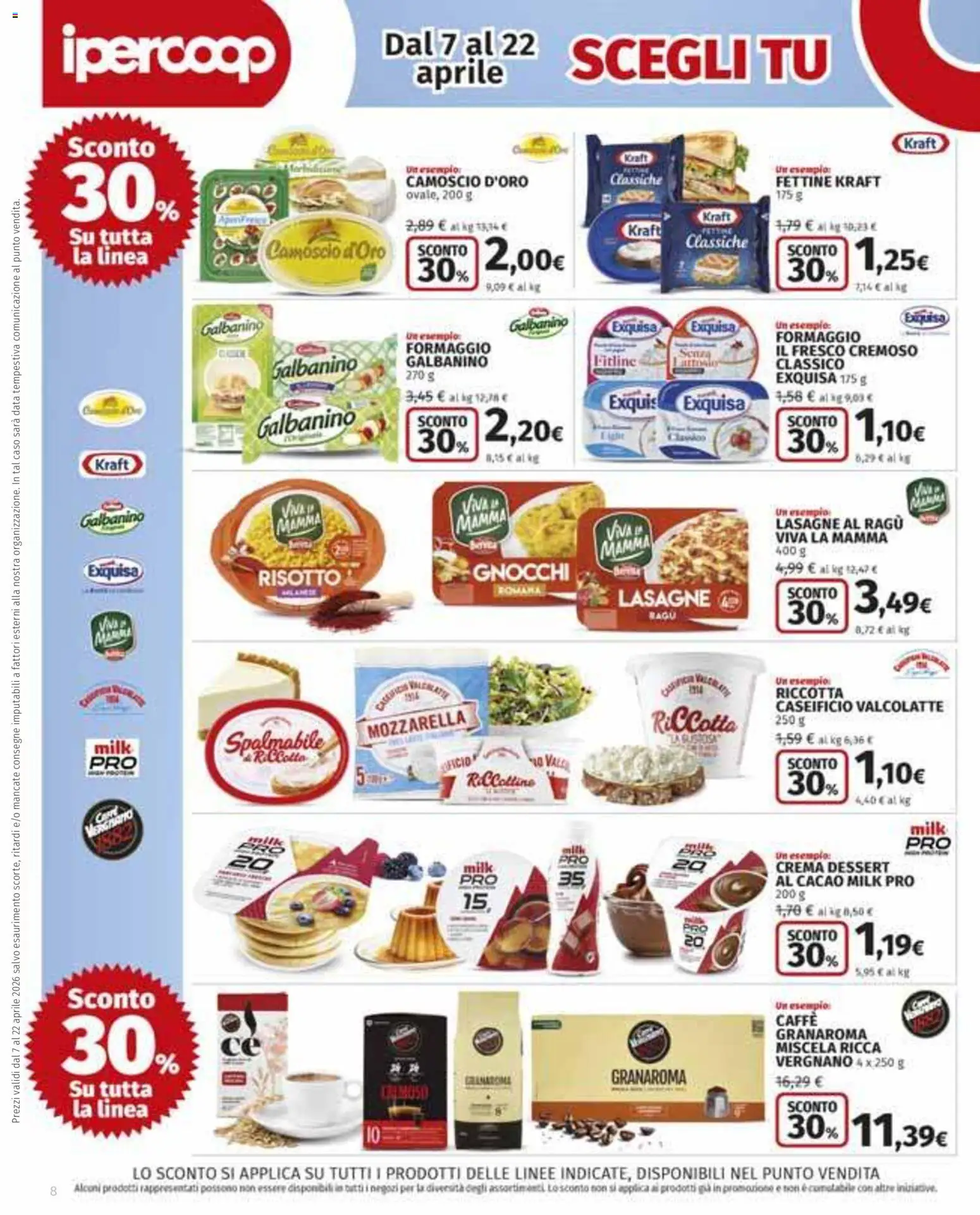 Volantino Ipercoop del 07.04.2026 | Pagina: 8 | Prodotti: Mozzarella, Formaggio, The, Cacao