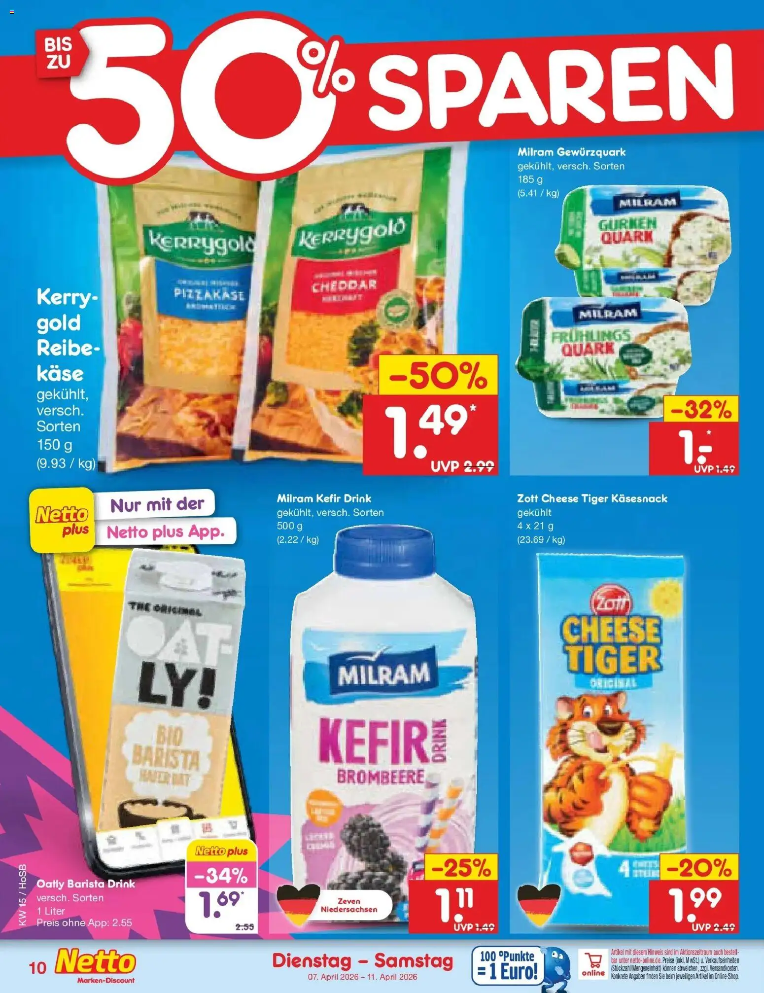 Netto Marken-Discount Prospekt Hannover	 – gültig ab 07.04.2026 | Seite: 12 | Produkte: Käse, Milram, Oatly, Gurken
