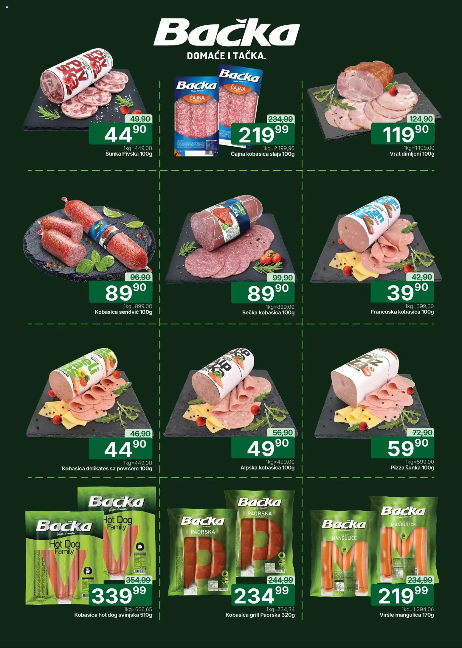 Univerexport katalog - važi od 13.04.2026 | Strana: 4 | Proizvode: Viršle, Šunka, Pizza šunka, Kobasica