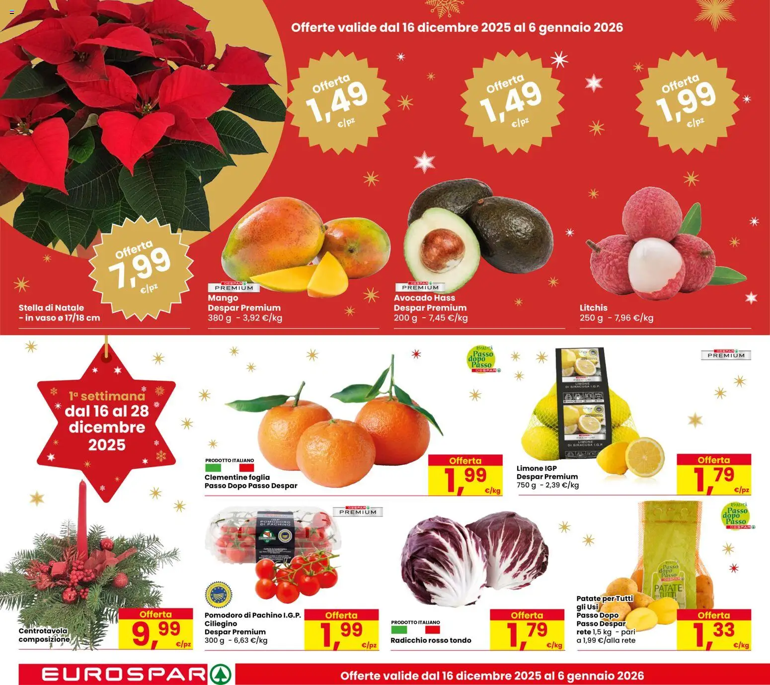 Volantino Despar del 16.12.2025 | Pagina: 4 | Prodotti: Patate, Pomodoro, Mango, Vaso