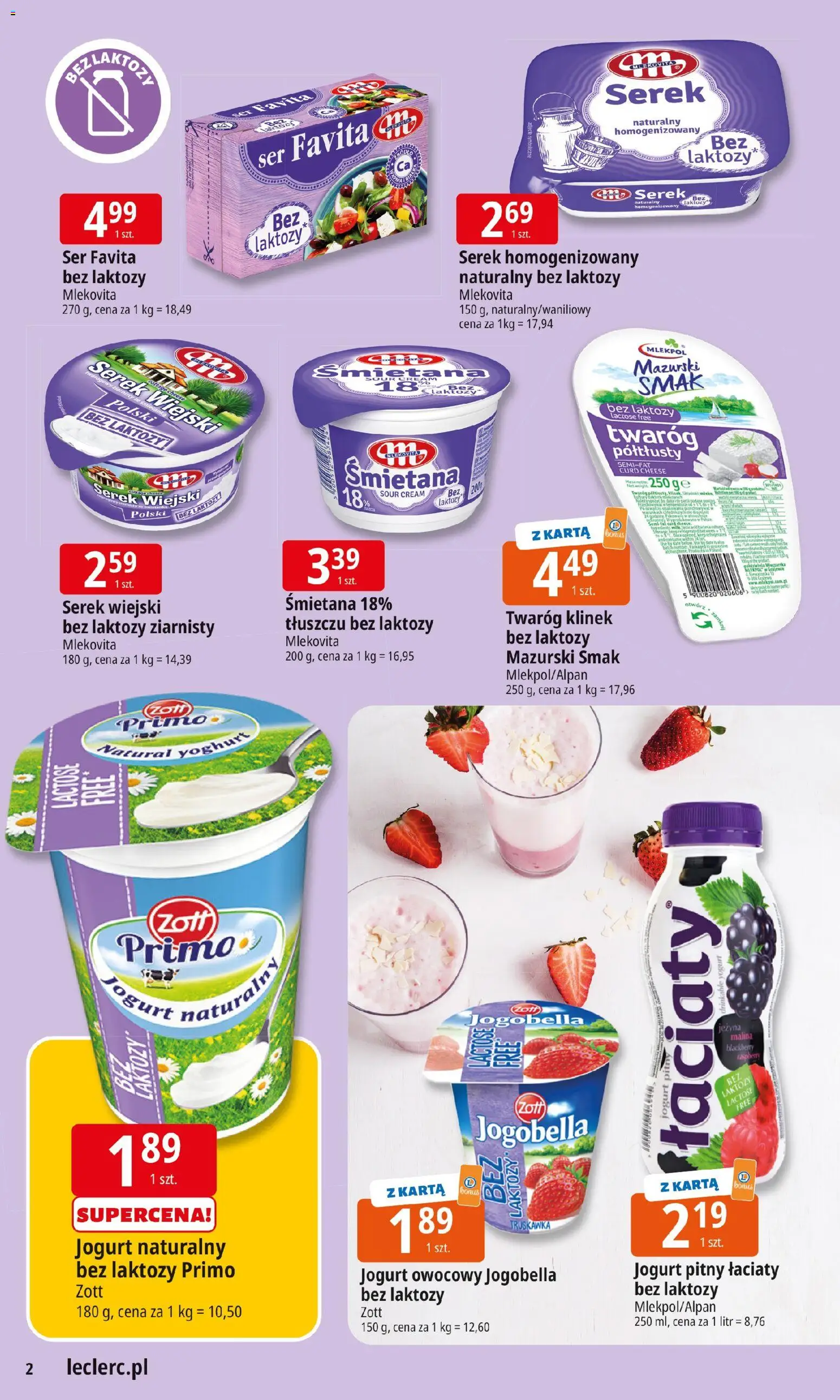 E.Leclerc Gazetka - Warszawa Ursynów od 28.10.2025 | Strona: 2 | Produkty: Jogurt naturalny, Jogurt owocowy, Jogurt, Śmietana