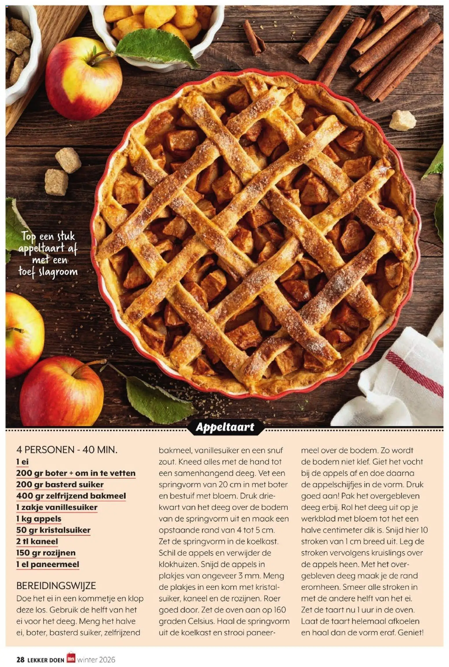 {H1} | Pagina: 28 | Producten: Taart, Kom, Appeltaart, Kaneel