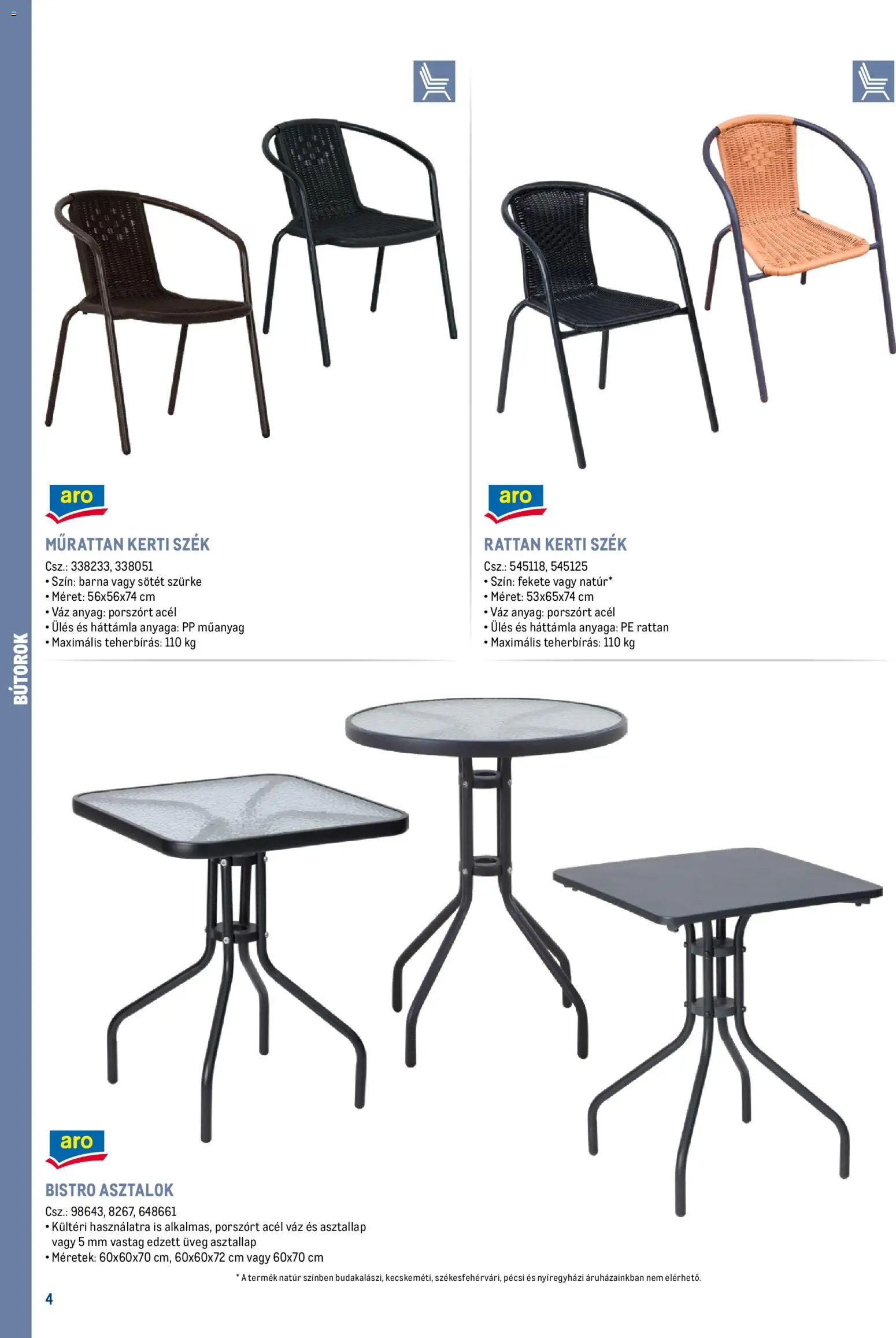 Metro akciós ujság - amely érvényes a következő dátumtól: 16.02.2026 | Oldal: 4 | Termékek: Asztallap, Kerti szék, Szék