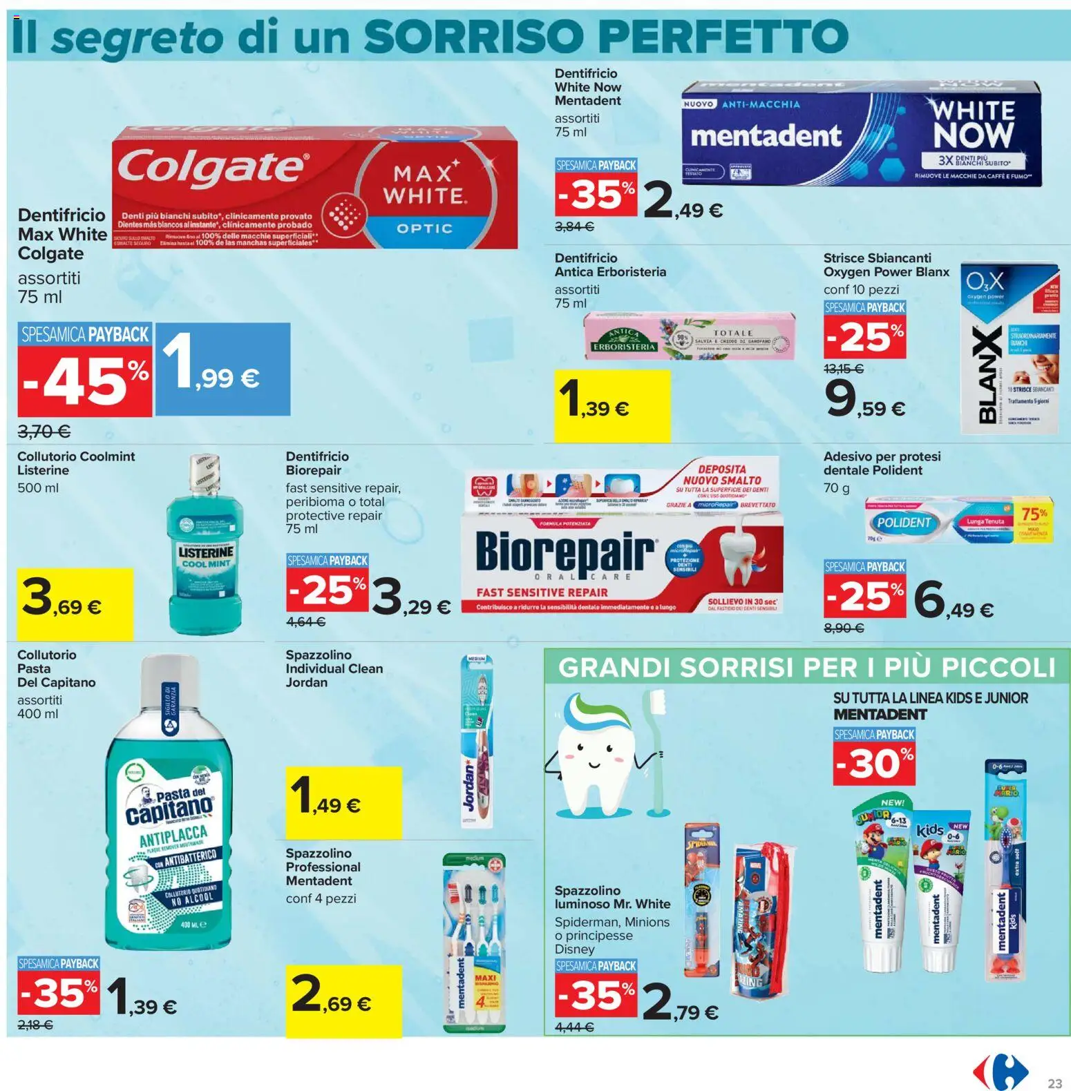 Volantino Carrefour del 07.04.2026 | Pagina: 23 | Prodotti: Jordan, Dentifricio, Spazzolino, Pasta
