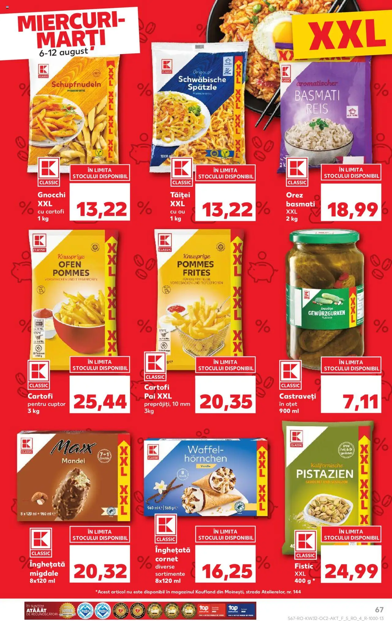 Catalog Kaufland - Tulcea – valabil de la 06.08.2025 | Pagină: 67 | Produse: Oțet, Orez, Înghețată, Cartofi
