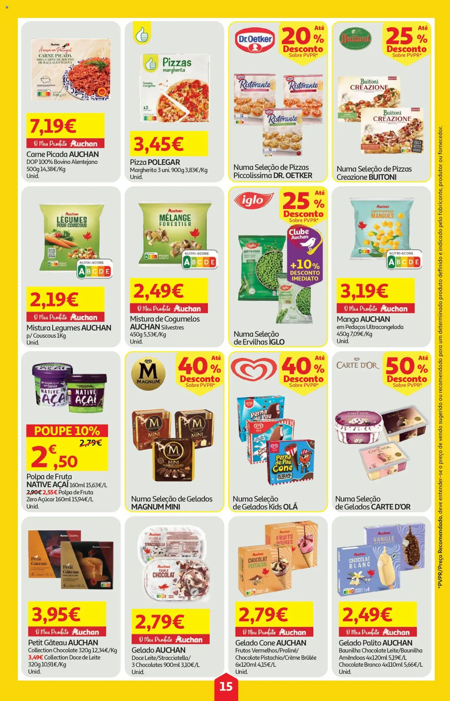 Auchan folheto │ válido de 23.04.2026 | Página: 15 | Produtos: Açai, Chocolates, Carne picada, Açúcar