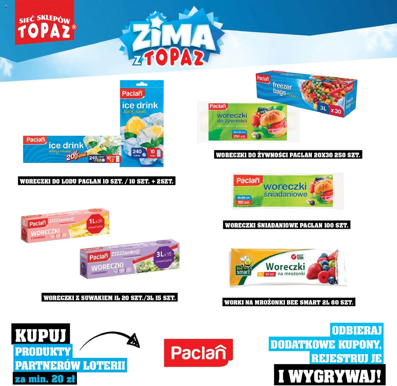 Topaz Gazetka - Katalog Produktów Objętych Loterią od 01.12.2025 | Strona: 98 | Produkty: Woreczki do lodu, Woreczki z suwakiem